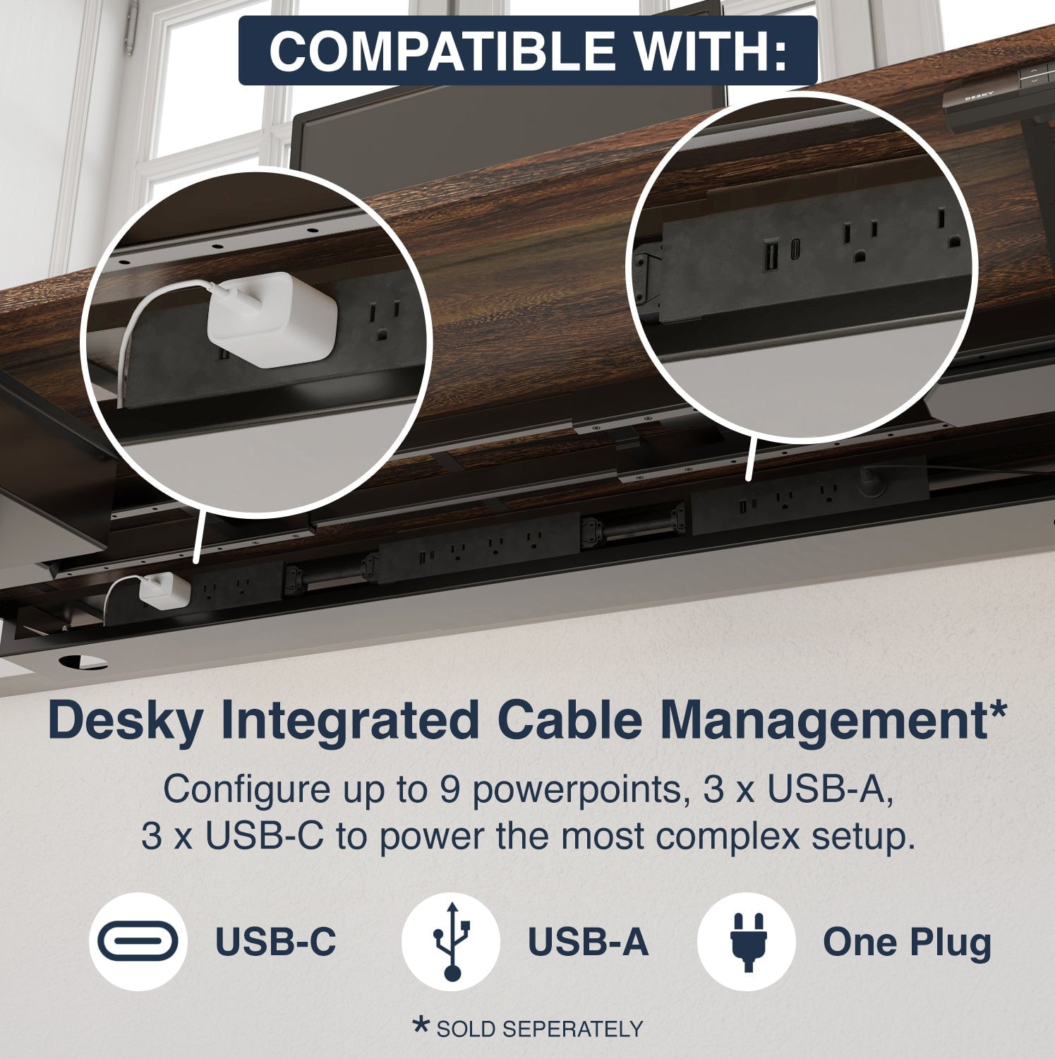 Desky - Dual Hardwood Sit Stand Desk - Pheasant wood / 72 X 30 Inches / Gray - Serious Techies