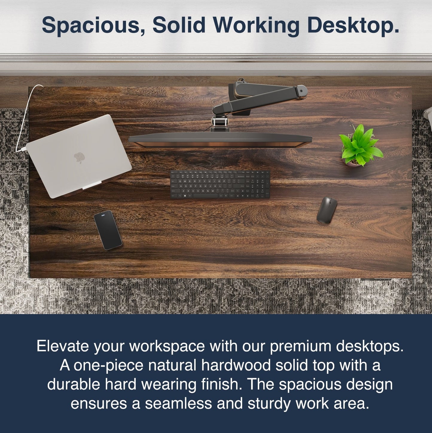 Desky - Dual Hardwood Sit Stand Desk - Pheasant wood / 72 X 30 Inches / Gray - Serious Techies