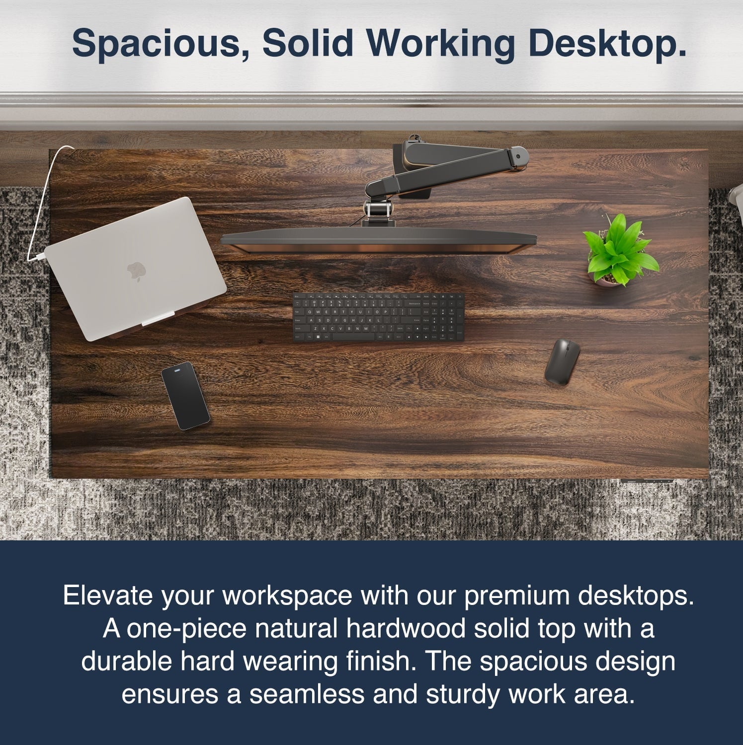 Desky - Dual Hardwood Sit Stand Desk - Pheasant wood / 72 X 30 Inches / Gray - Serious Techies