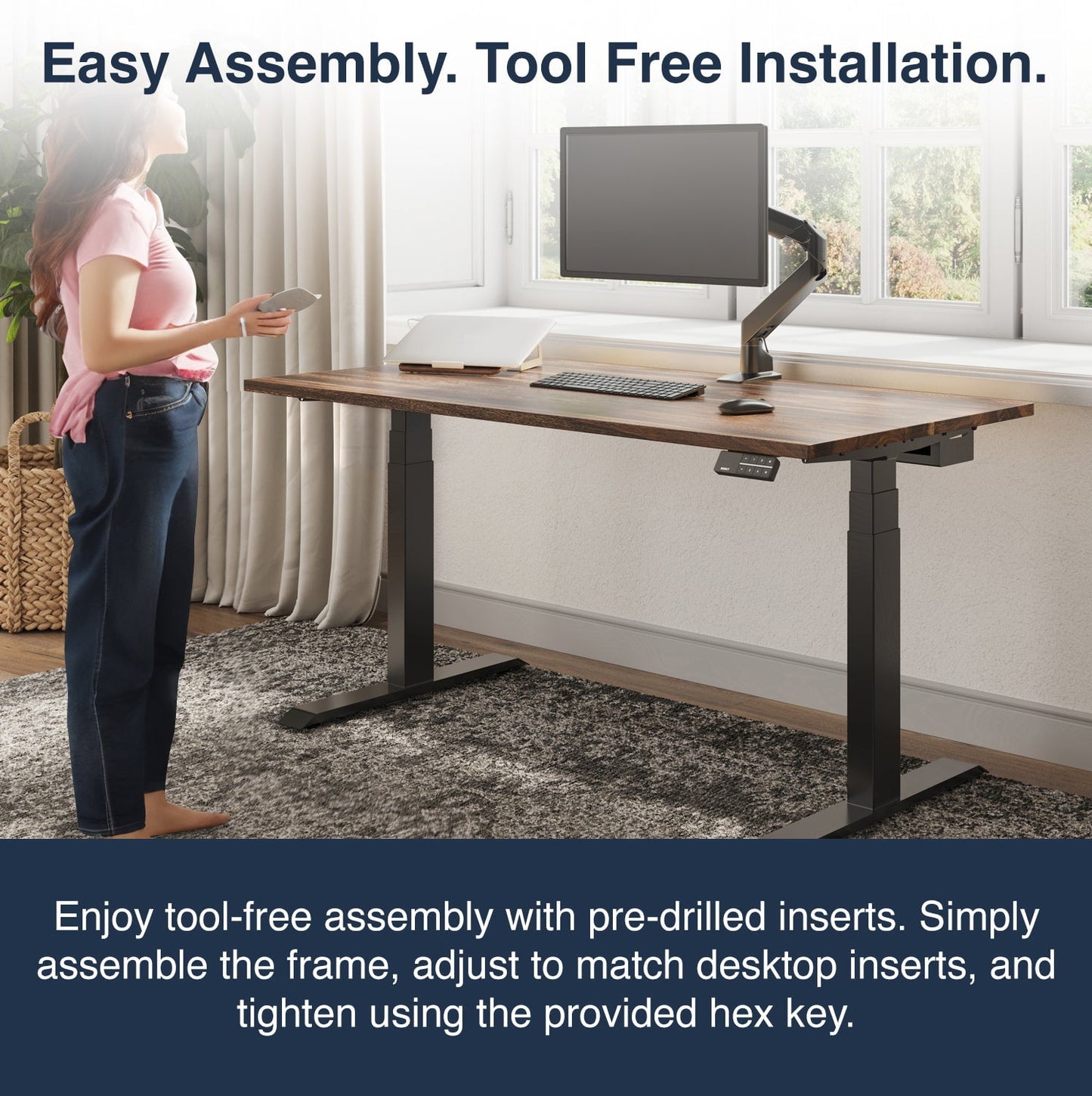 Desky - Dual Hardwood Sit Stand Desk - Pheasant wood / 72 X 30 Inches / Gray - Serious Techies