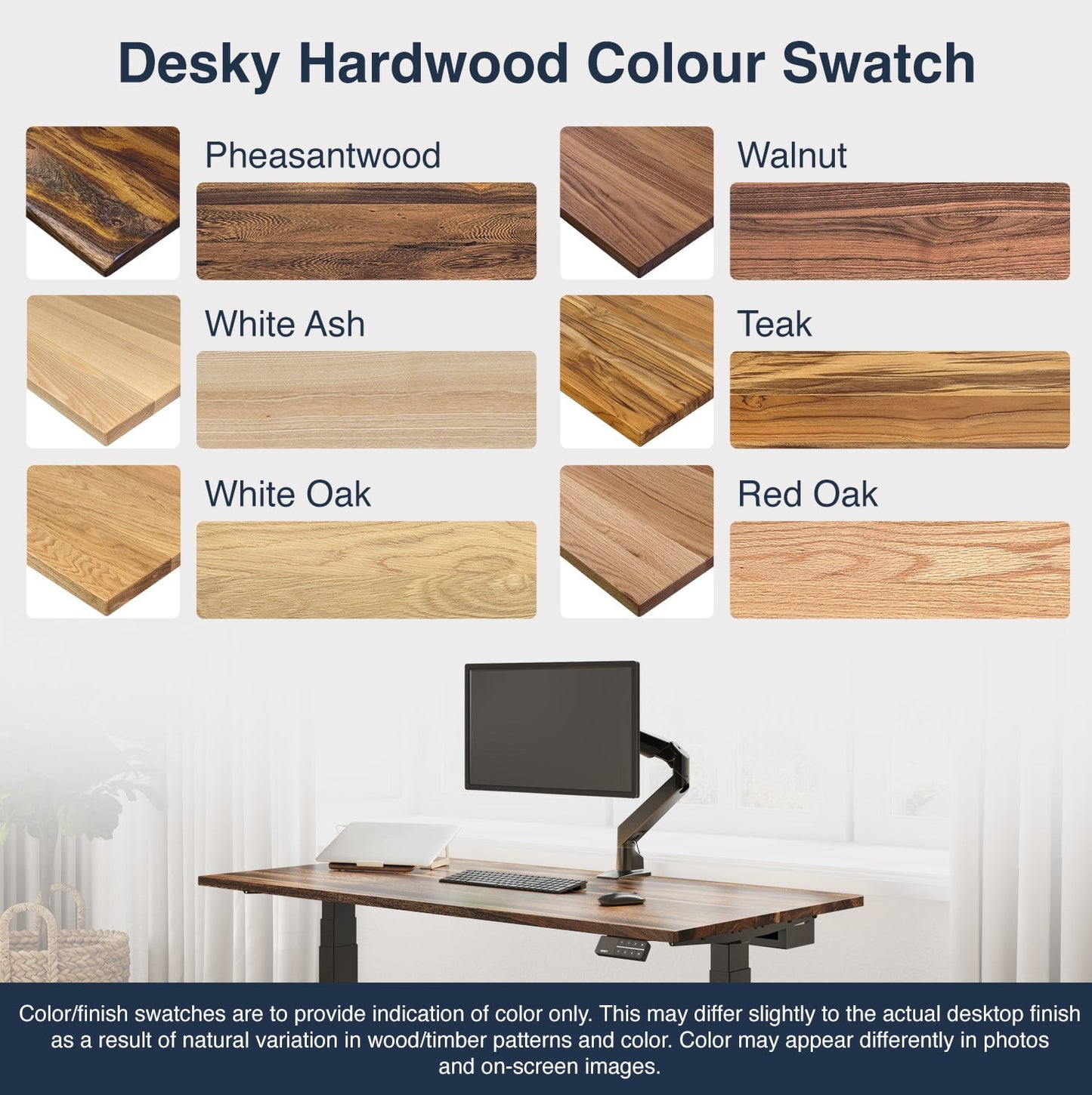 Desky - Dual Hardwood Sit Stand Desk - Pheasant wood / 72 X 30 Inches / Gray - Serious Techies