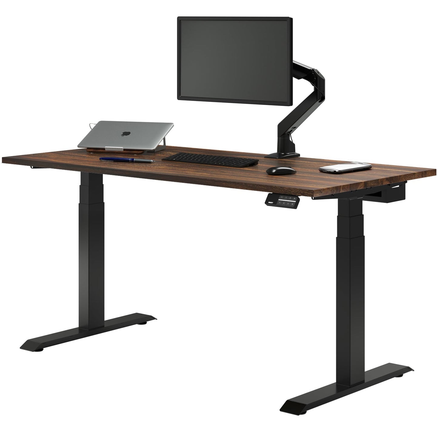 Desky - Dual Hardwood Sit Stand Desk - Pheasant wood / 72 X 30 Inches / Gray - Serious Techies