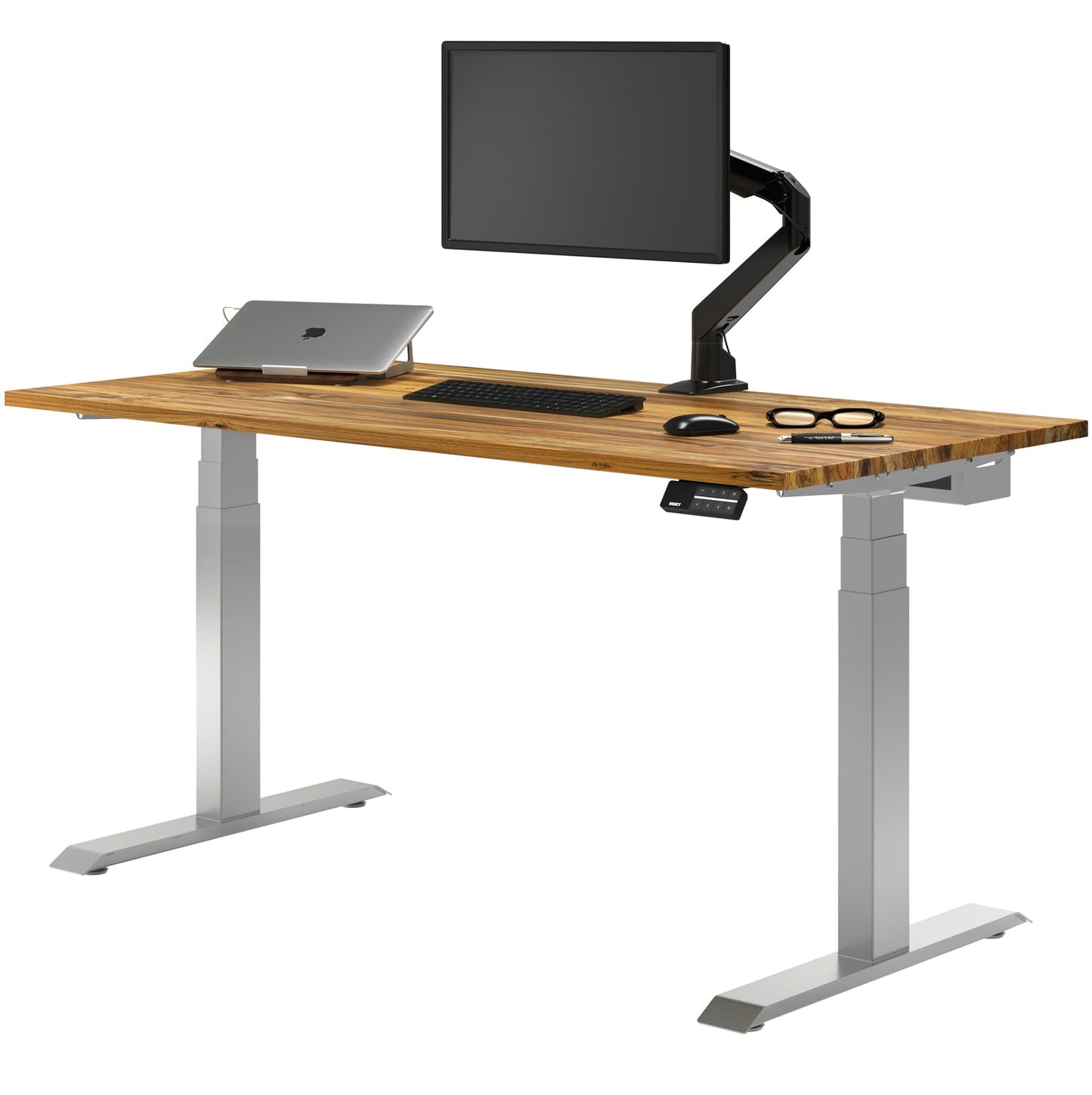 Desky - Dual Hardwood Sit Stand Desk - Pheasant wood / 72 X 30 Inches / Gray - Serious Techies