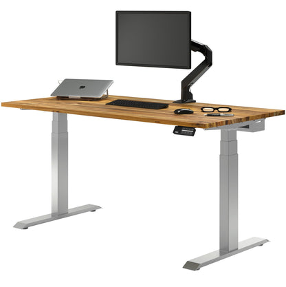 Desky - Dual Hardwood Sit Stand Desk - Pheasant wood / 72 X 30 Inches / Gray - Serious Techies