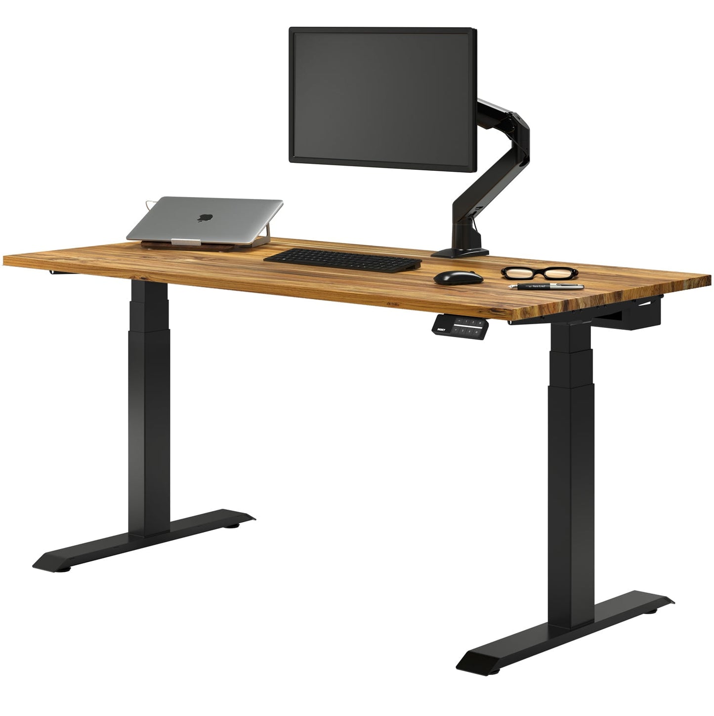 Desky - Dual Hardwood Sit Stand Desk - Pheasant wood / 72 X 30 Inches / Gray - Serious Techies