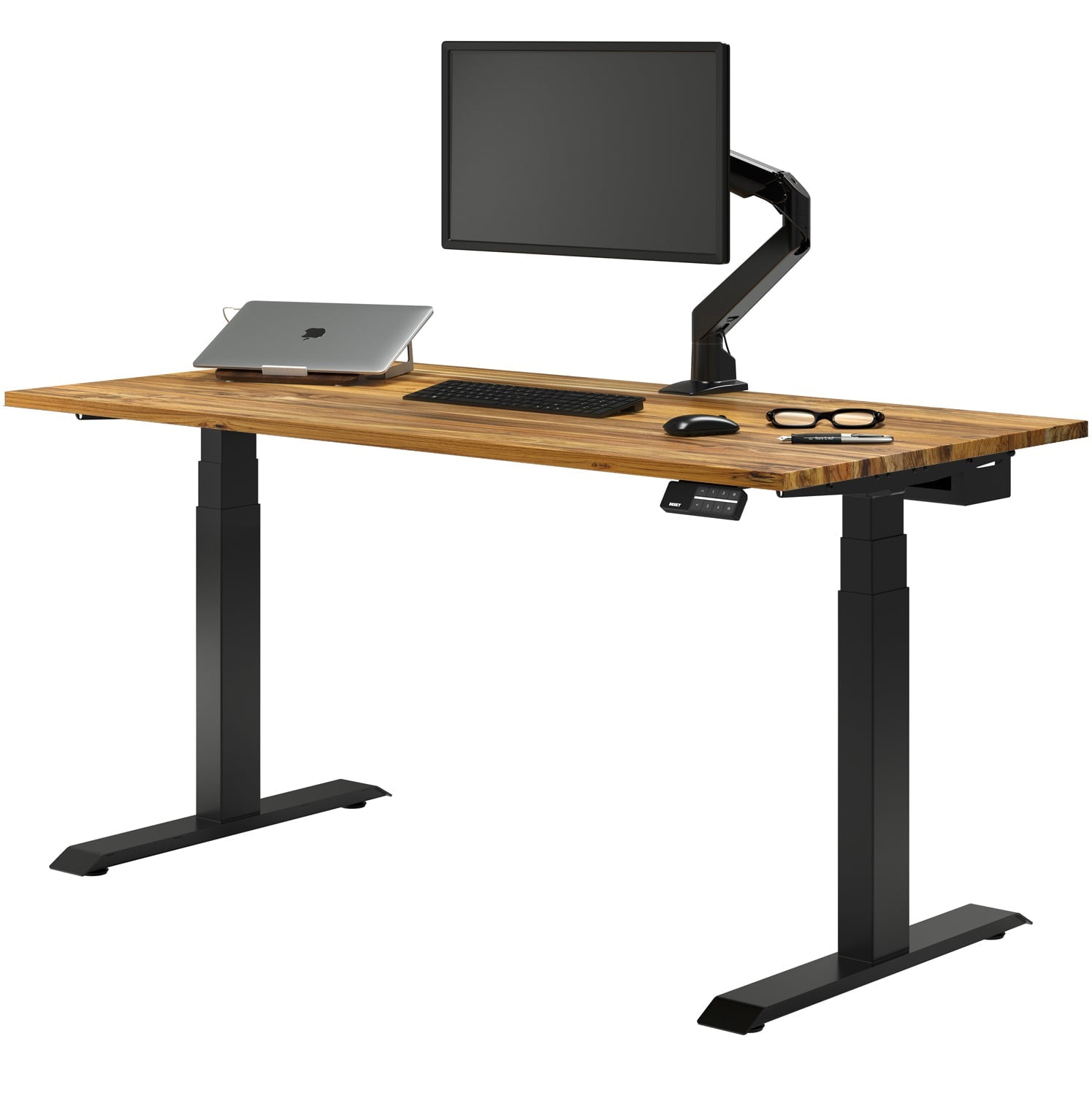 Desky - Dual Hardwood Sit Stand Desk - Pheasant wood / 72 X 30 Inches / Gray - Serious Techies