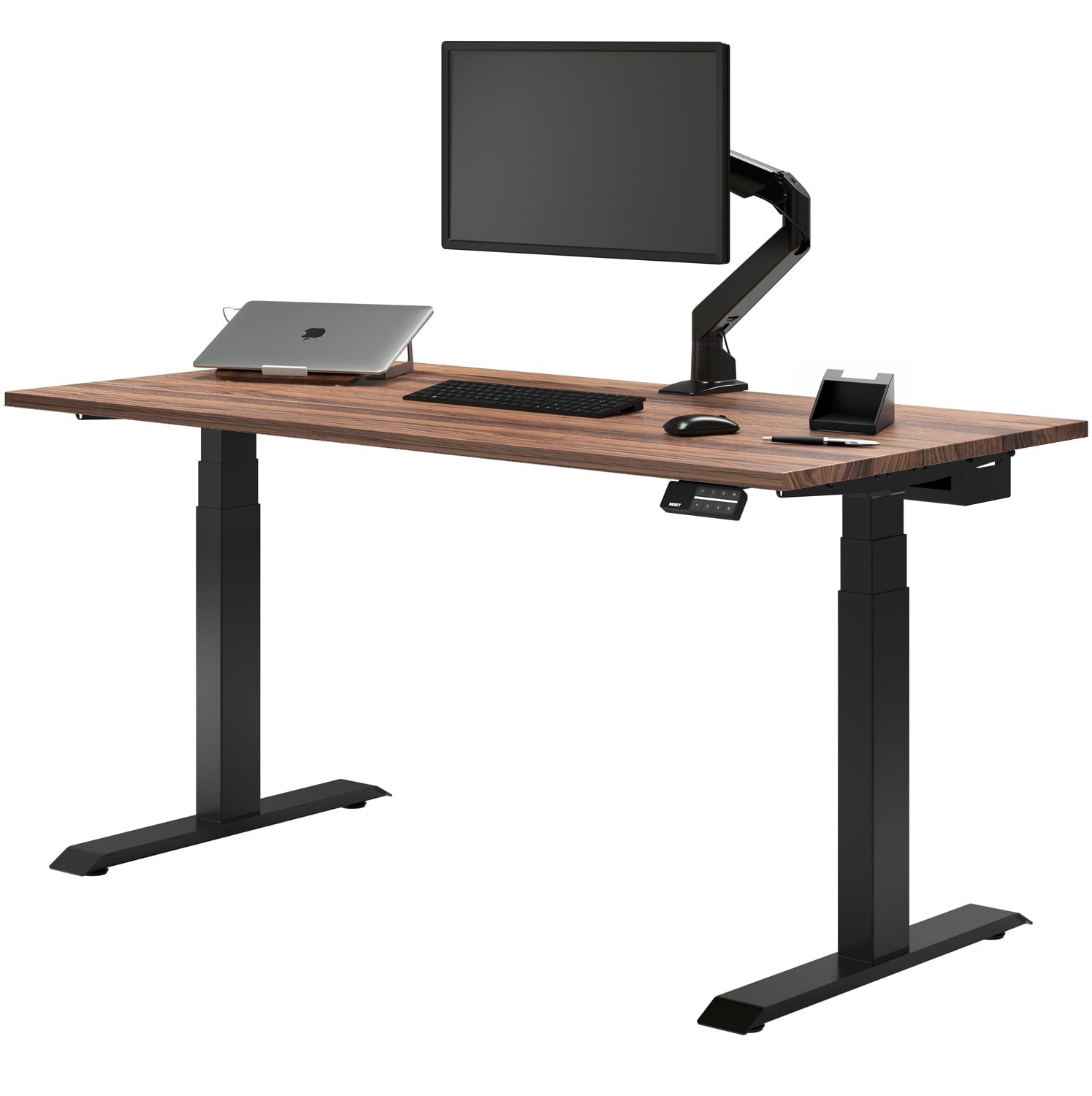 Desky - Dual Hardwood Sit Stand Desk - Pheasant wood / 72 X 30 Inches / Gray - Serious Techies