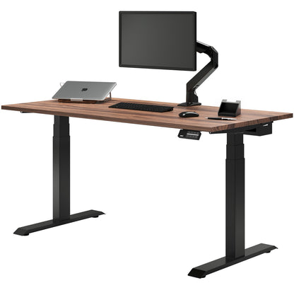 Desky - Dual Hardwood Sit Stand Desk - Pheasant wood / 72 X 30 Inches / Gray - Serious Techies
