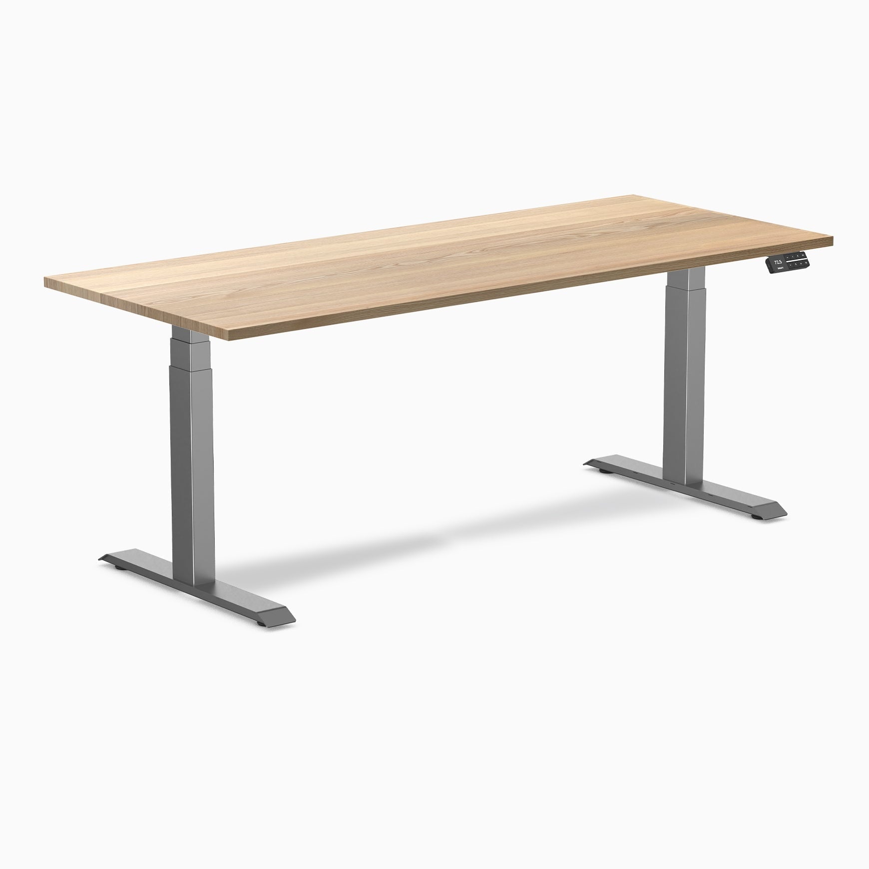 Desky - Dual Hardwood Sit Stand Desk - Pheasant wood / 72 X 30 Inches / Gray - Serious Techies