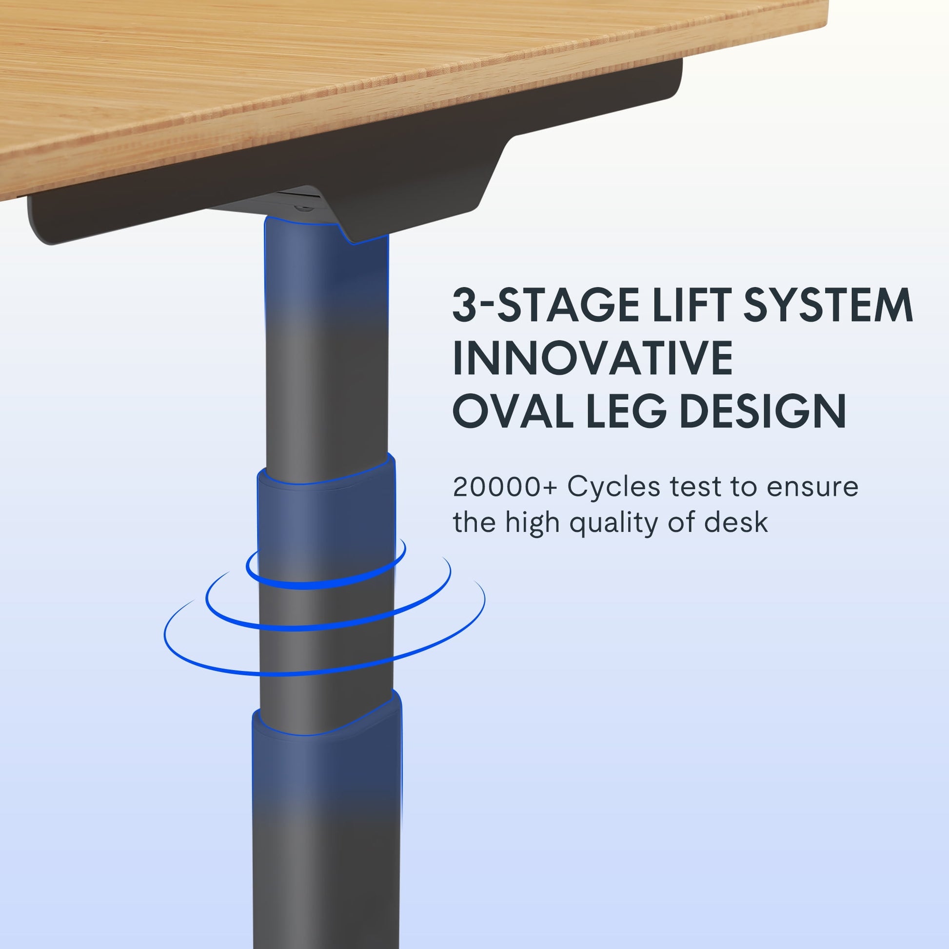 FLEXISPOT - 48"X24" Dual Motors 3-Stage Height Adjustable Standing Desk Ergonomic Home Office Sit Stand Desk with USB Port, Bamboo Rectangle Desktop Black Oval Frame - Serious Techies