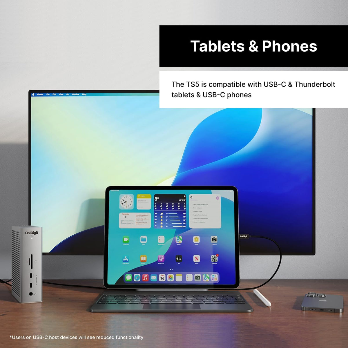 Caldigit -TS5 Thunderbolt 5 Dock - 15 Port, 140W Dedicated Host Charging, 80Gb/S Thunderbolt 5 X4, USB-C 10Gb/S X3, USB-A X2, 2.5Gbe, Dual 8K@60Hz, SD & Microsd UHS-II, 1M Braided Cable, 240W PSU - Serious Techies