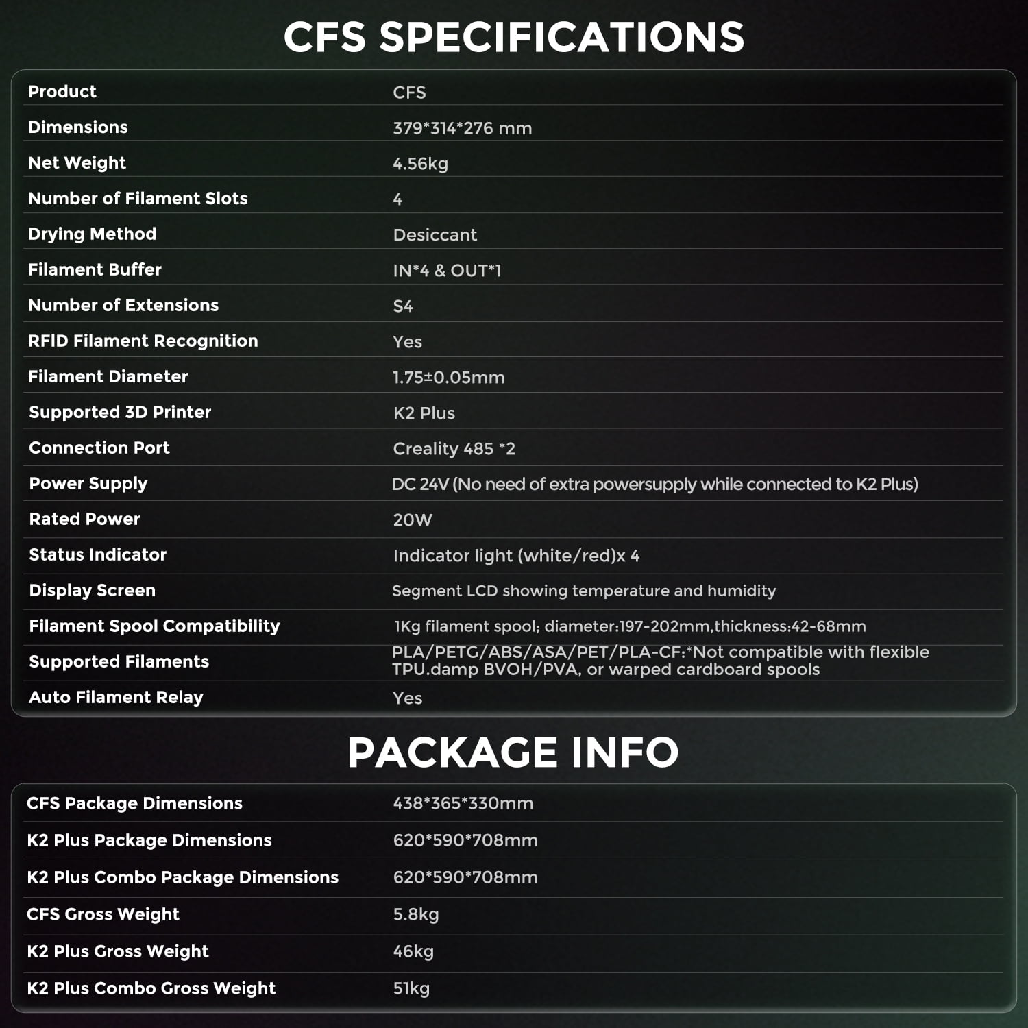 Creality - K2 plus Combo 3D Printer, Multi Color 3D Printing with CFS, 600Mm/S Print Speed,Max Build Capacity 13.78X13.78X13.78 In - Serious Techies