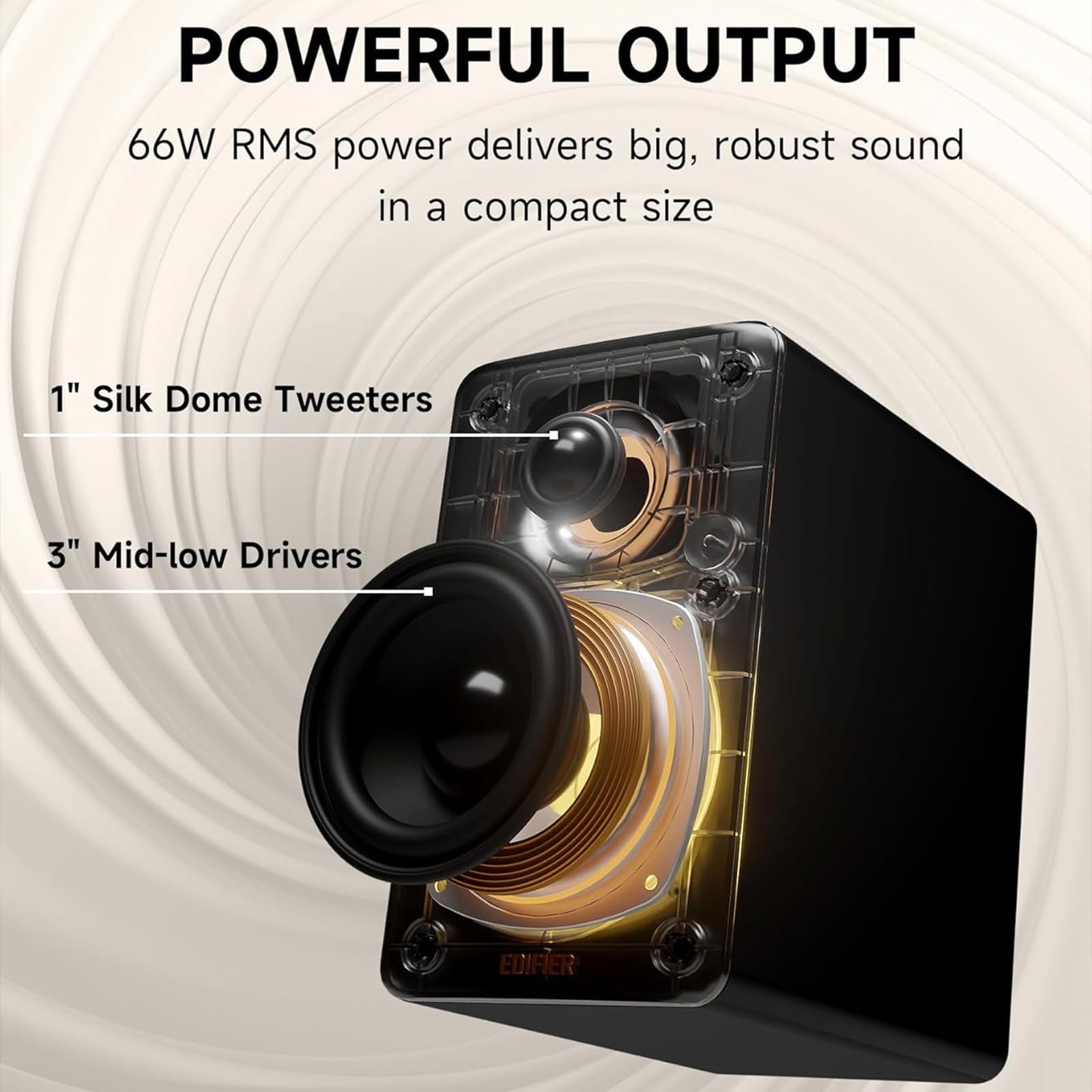 Edifier - Bookshelf Speakers, 66W RMS Desktop Speakers, Hi-Res Audio & Hi-Res Wireless Audio Computer Speakers - Black - Serious Techies