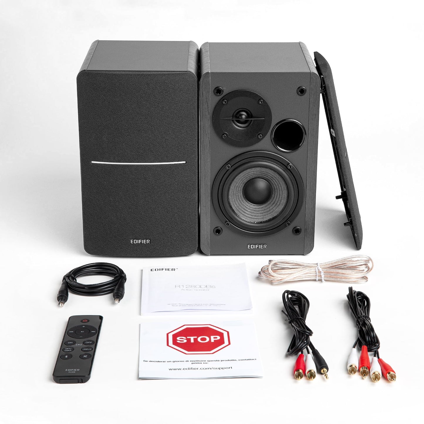 Edifier - R1280Dbs Active Bluetooth Bookshelf Speakers - Optical Input - 2.0 Wireless Studio Monitor Speaker - 42W RMS with Subwoofer Line Out - Black - Serious Techies
