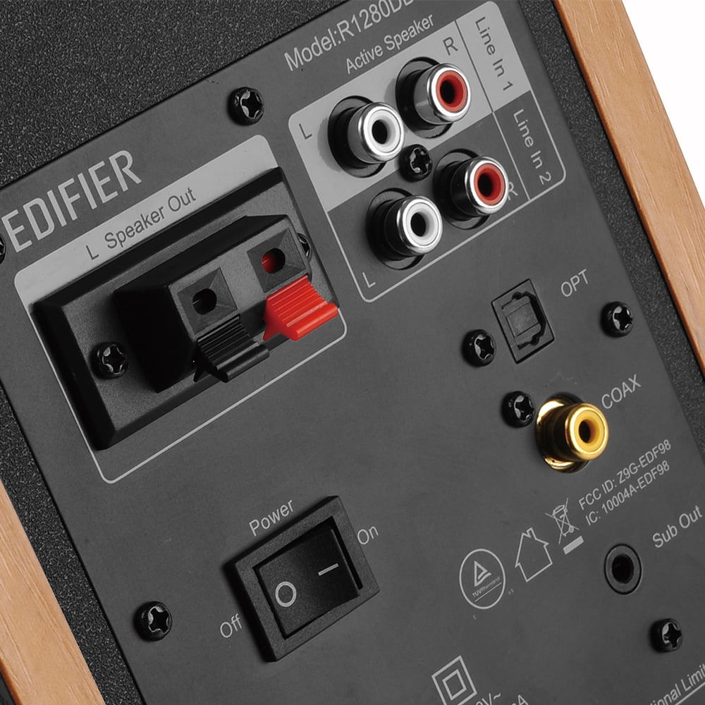 Edifier - R1280Dbs Active Bluetooth Bookshelf Speakers - Optical Input - 2.0 Wireless Studio Monitor Speaker - 42W RMS with Subwoofer Line Out - Wood Grain - Serious Techies