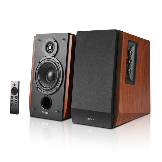Edifier - R1700Bts Active Bookshelf Speakers - Bluetooth V5.0, 2.0 Wireless near Field Studio Monitor Speaker - 66W RMS with Subwoofer Line Out - Wooden Enclosure - Serious Techies