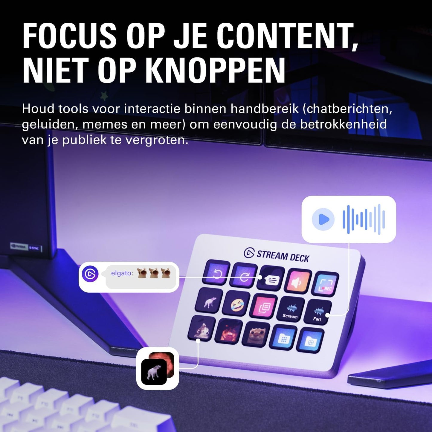 Elgato - Stream Deck MK.2 White – Studio Controller, 15 Macro Keys, Trigger Actions in Apps and Software like OBS - Serious Techies Twitch, Youtube and More, Works with Mac and PC