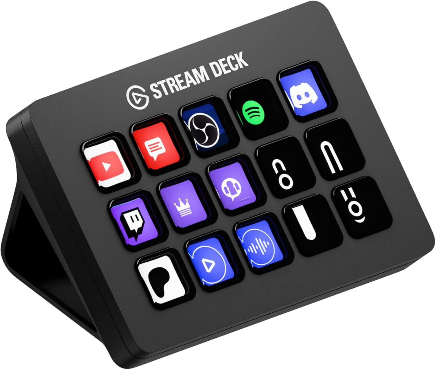 Elgato - Stream Deck MK.2 White – Studio Controller, 15 Macro Keys, Trigger Actions in Apps and Software like OBS - Serious Techies Twitch, Youtube and More, Works with Mac and PC