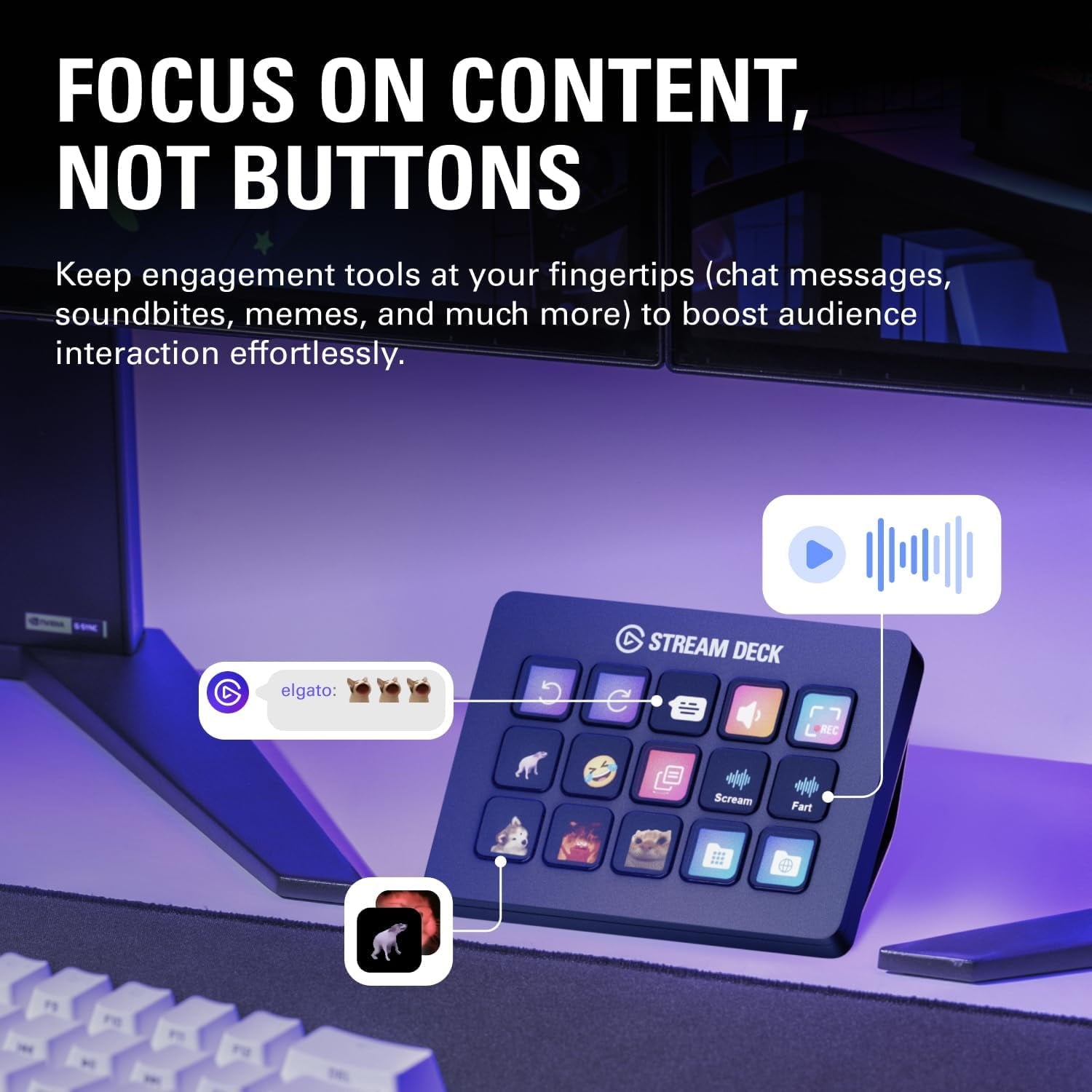 Elgato - Stream Deck MK.2 White – Studio Controller, 15 Macro Keys, Trigger Actions in Apps and Software like OBS - Serious Techies Twitch, Youtube and More, Works with Mac and PC