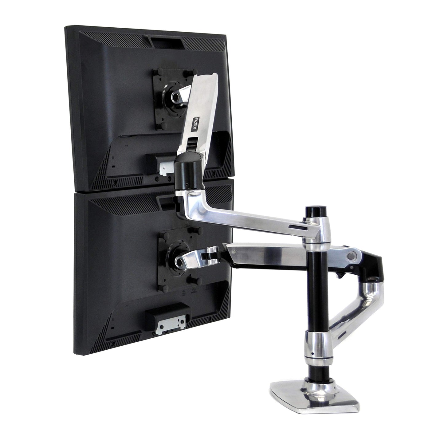 Ergotron – LX Vertical Stacking Dual Monitor Arm, VESA Desk Mount – for 2 Monitors up to 24 Inches, 7 to 20 Lbs Each – Polished Aluminum - Serious Techies