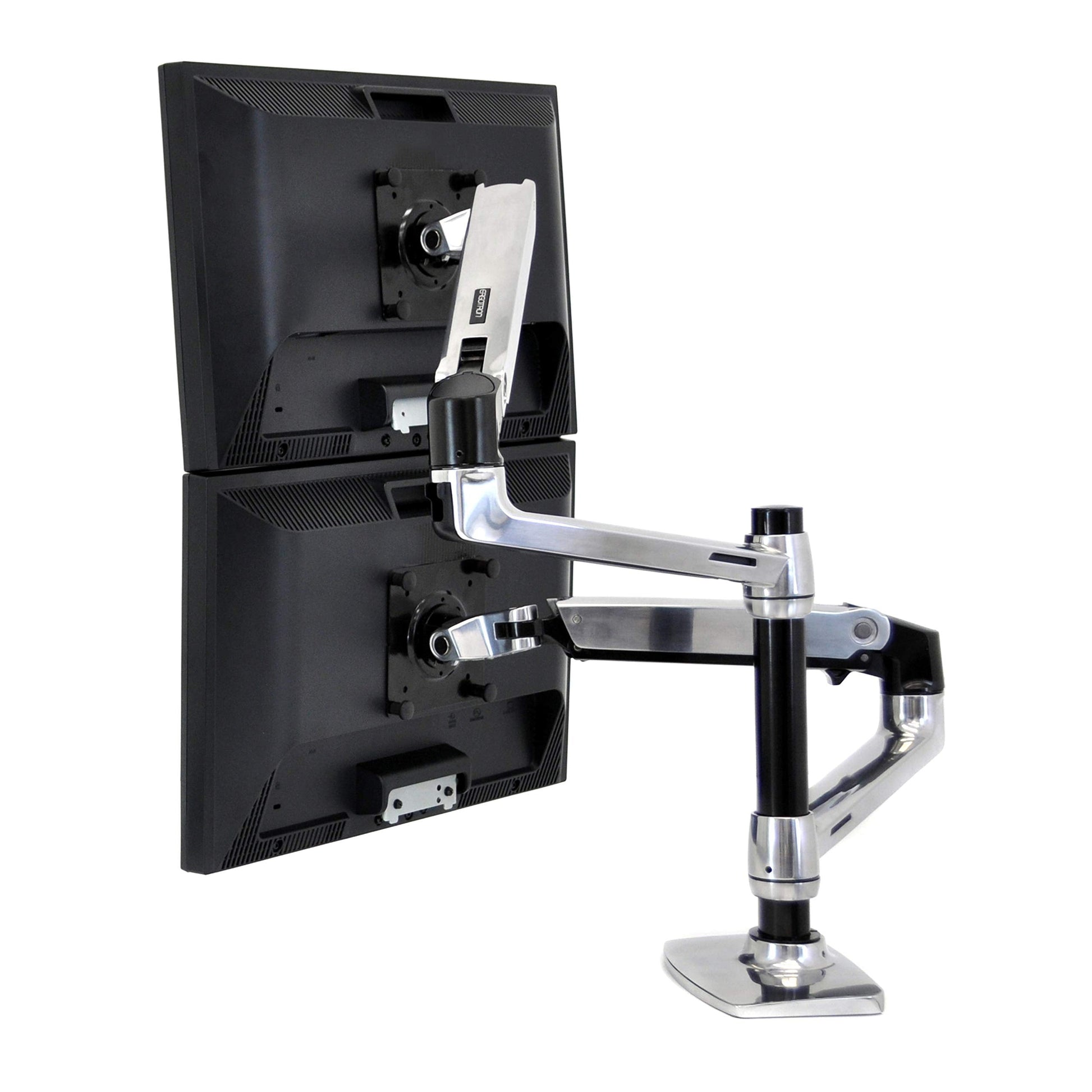Ergotron – LX Vertical Stacking Dual Monitor Arm, VESA Desk Mount – for 2 Monitors up to 24 Inches, 7 to 20 Lbs Each – Polished Aluminum - Serious Techies