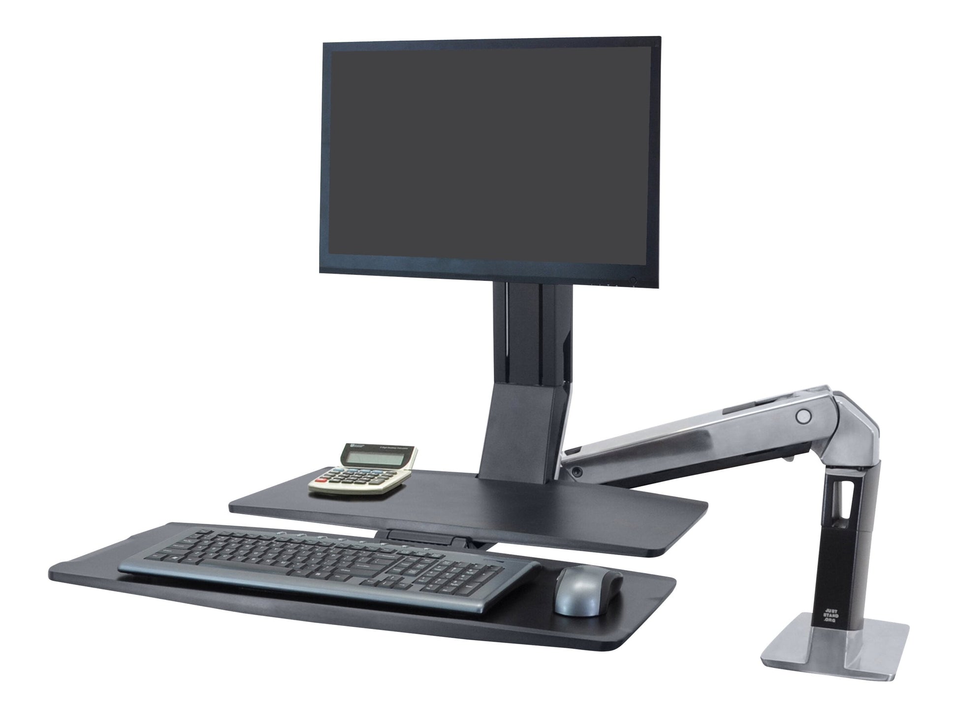 Ergotron - Workfit-A Sit-Stand Workstation W/Worksurface+, LCD LD Monitor, Aluminum/Black - Serious Techies