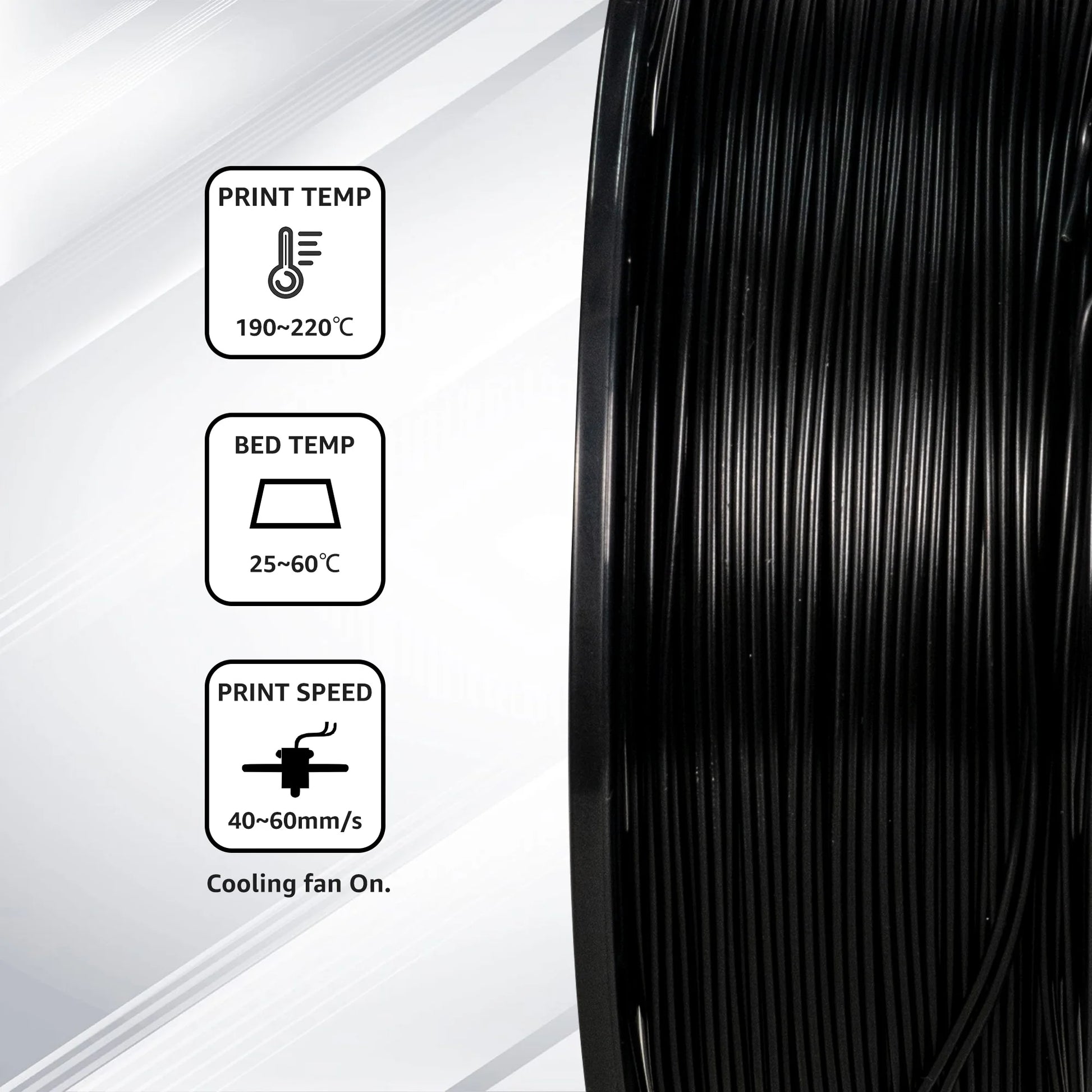 Flashforge - PLA Filament 1.75Mm, 1Kg/2.2Lbs PLA 3D Printer Filament, Black - Serious Techies