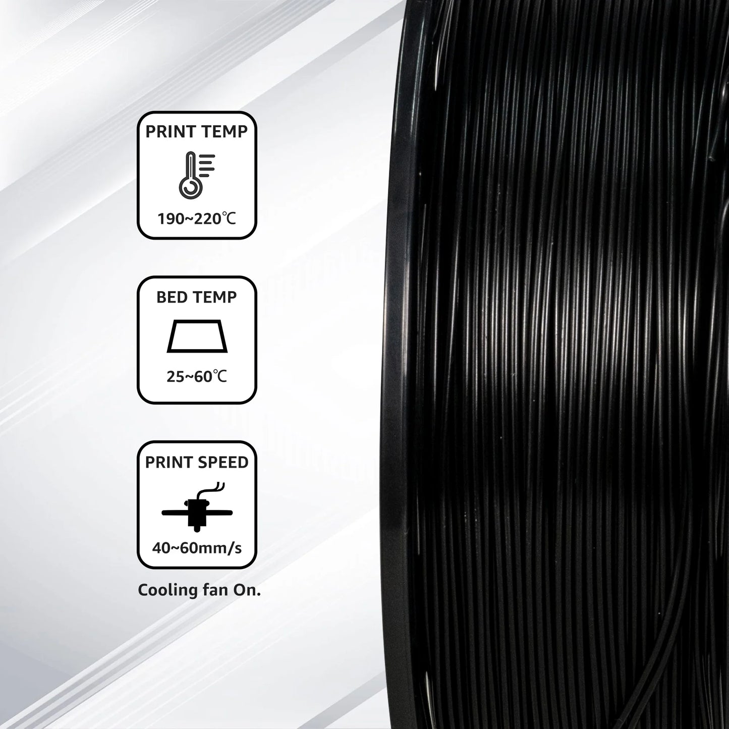 Flashforge - PLA Filament 1.75Mm, 1Kg/2.2Lbs PLA 3D Printer Filament, Black - Serious Techies