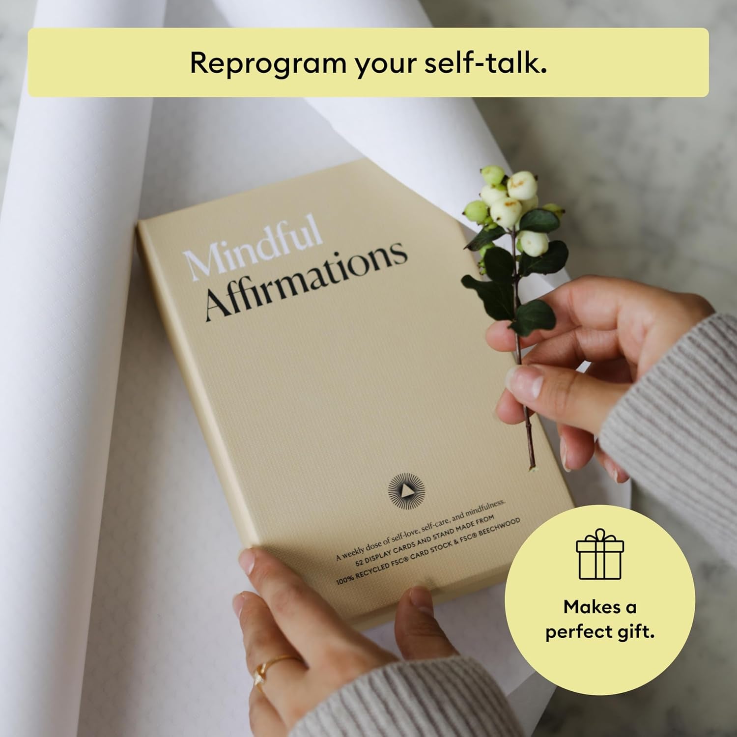 Intelligent Change - Mindful Affirmations, 52 Positive Affirmation Cards with Display Stand, Daily Affirmations for Inspiration, Mindfulness & Self Care, Unique Gifts for Women and Men - Serious Techies