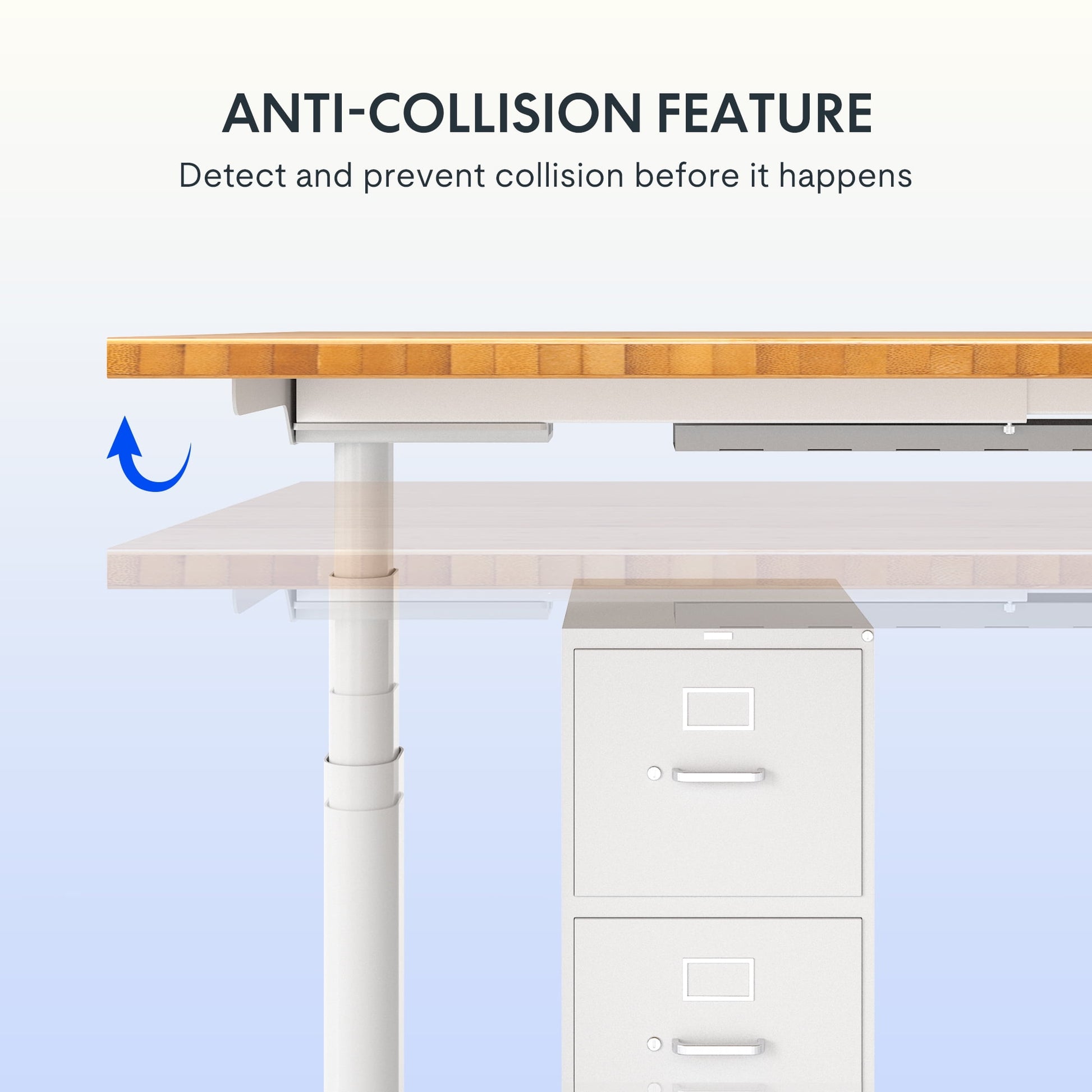 FLEXISPOT - 48"X24" Dual Motors 3-Stage Height Adjustable Standing Desk Ergonomic Home Office Sit Stand Desk with USB Port, Bamboo Curved Desktop White Oval Frame - Serious Techies