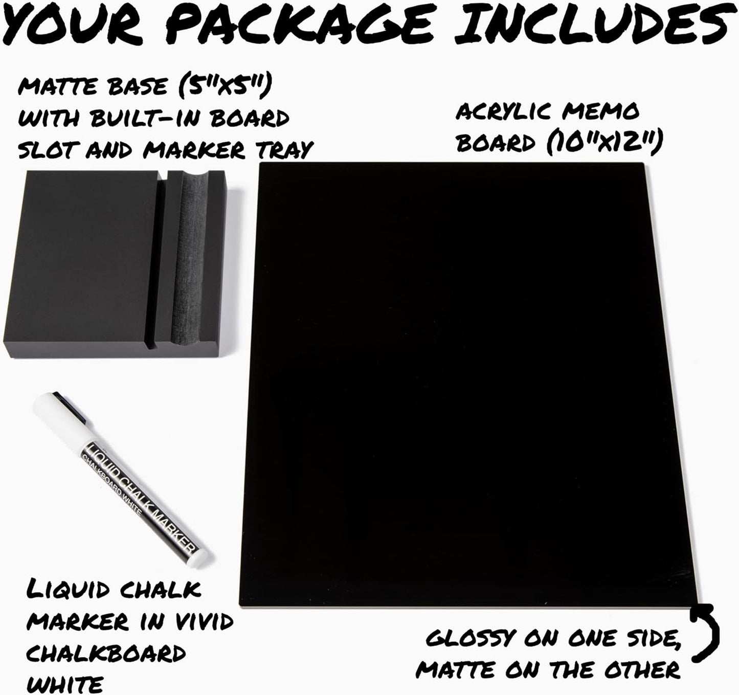 FRESH LOGIC - Acrylic Black Dry Erase Board with Stand – 10"X12" Desk Whiteboard for Office, Home or School – Reusable Desk Blackboard with Marker – Portable Chalkboard Easel for Notes, Reminders & To-Do Lists - Serious Techies