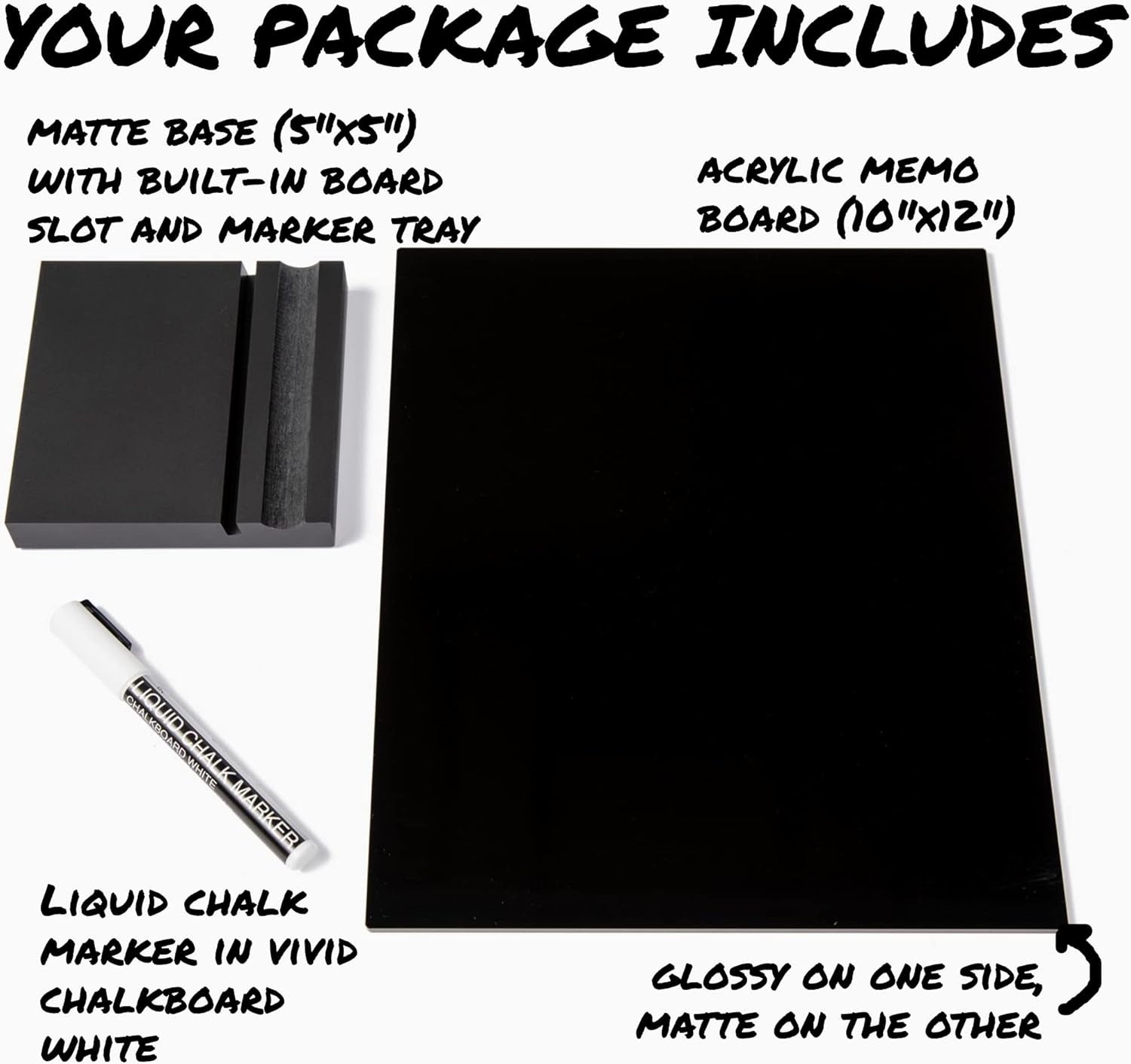 FRESH LOGIC - Acrylic Black Dry Erase Board with Stand – 10"X12" Desk Whiteboard for Office, Home or School – Reusable Desk Blackboard with Marker – Portable Chalkboard Easel for Notes, Reminders & To-Do Lists - Serious Techies