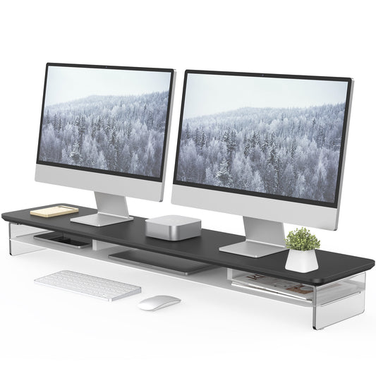 Fenge - 42.5 Inches Acrylic Monitor Stand Riser with Metal Storage - Serious Techies