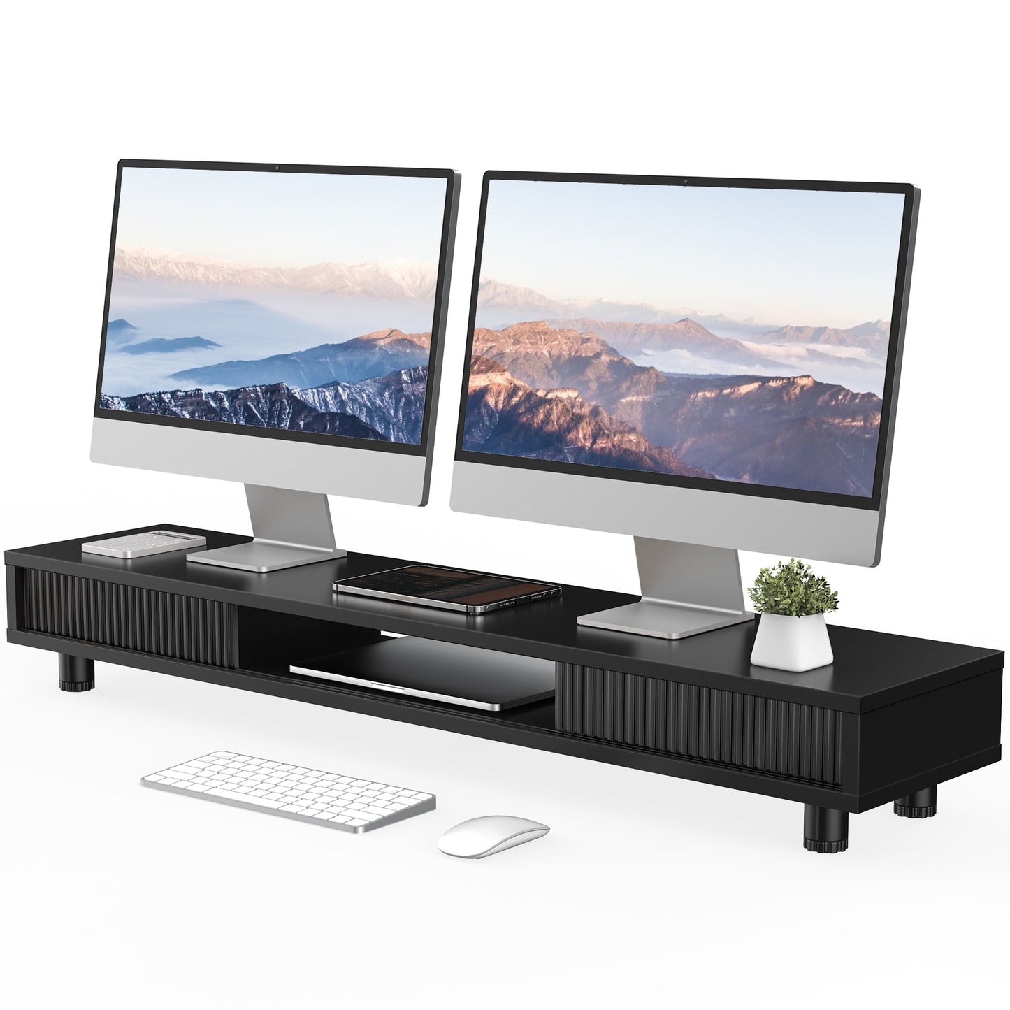 Fenge - Dual Monitor Stand, 42.5Inch Long Monitor Stands Riser for 2 Monitors - Serious Techies