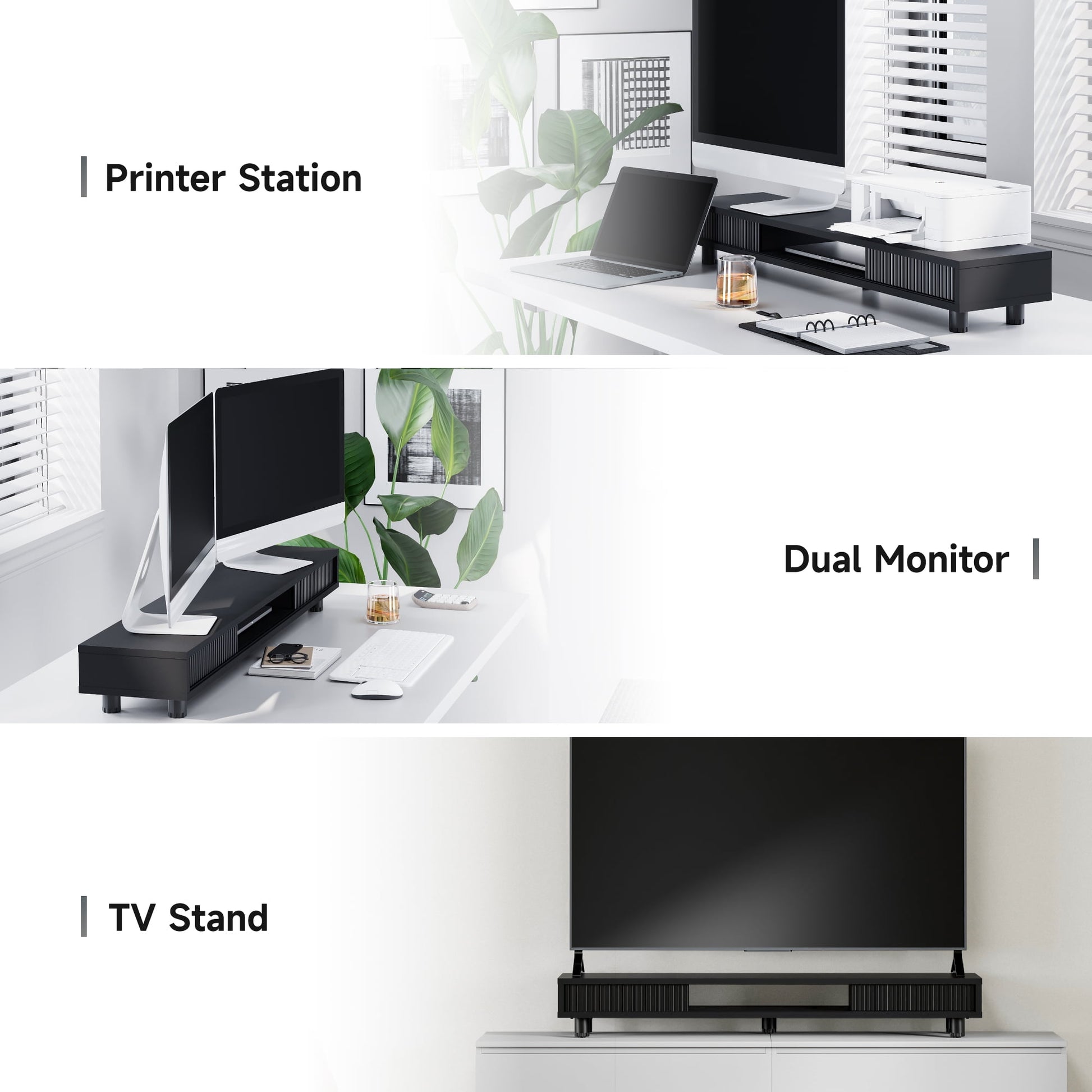 Fenge - Dual Monitor Stand, 42.5Inch Long Monitor Stands Riser for 2 Monitors - Serious Techies