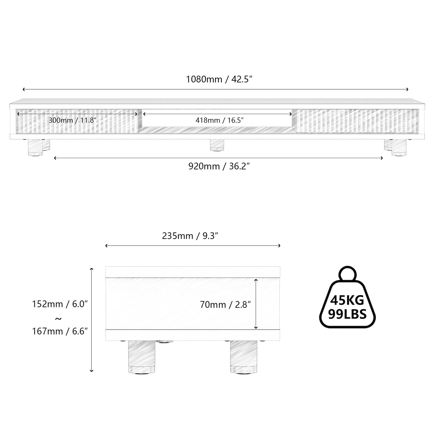 Fenge - Dual Monitor Stand, 42.5Inch Long Monitor Stands Riser for 2 Monitors - Serious Techies