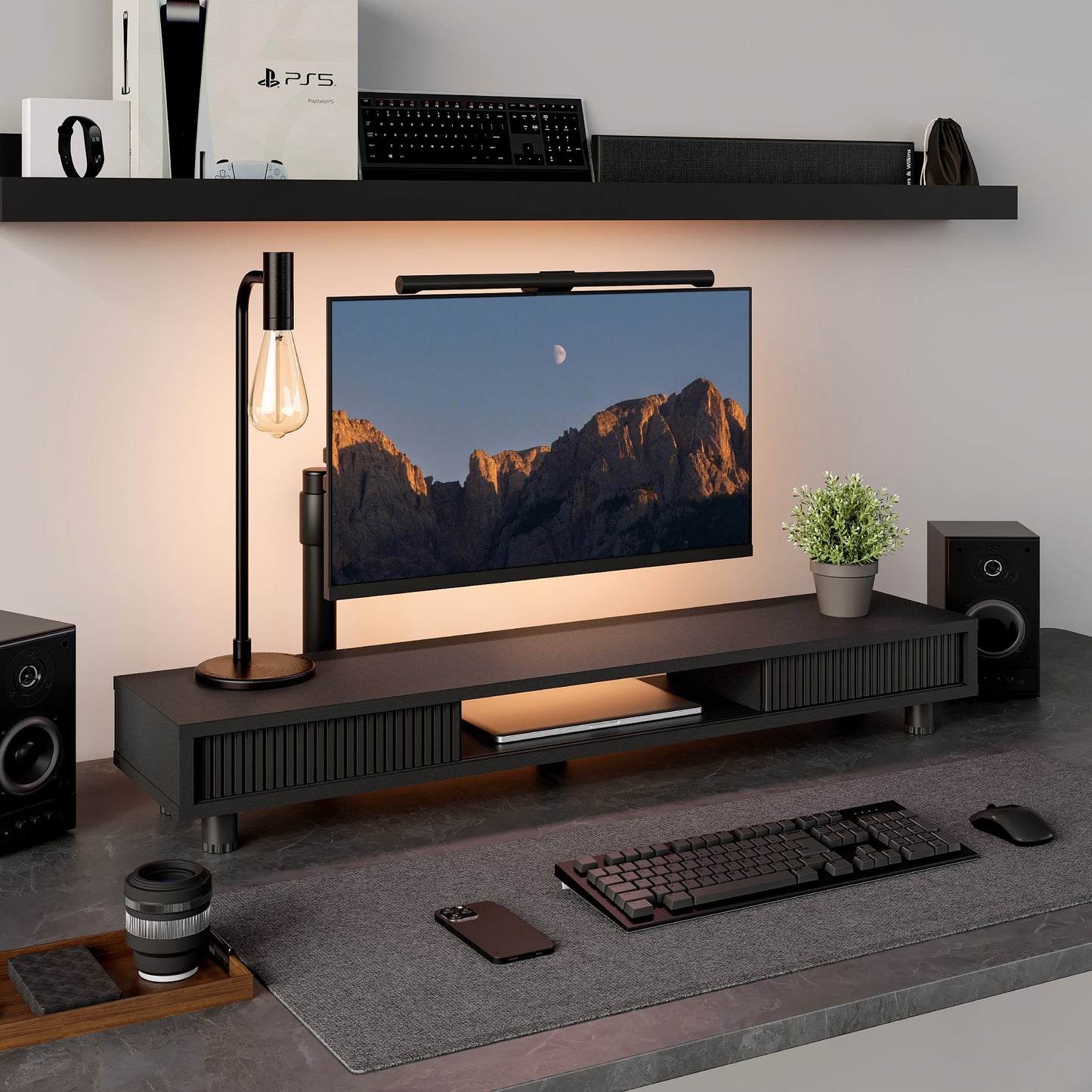 Fenge - Dual Monitor Stand, 42.5Inch Long Monitor Stands Riser for 2 Monitors - Serious Techies
