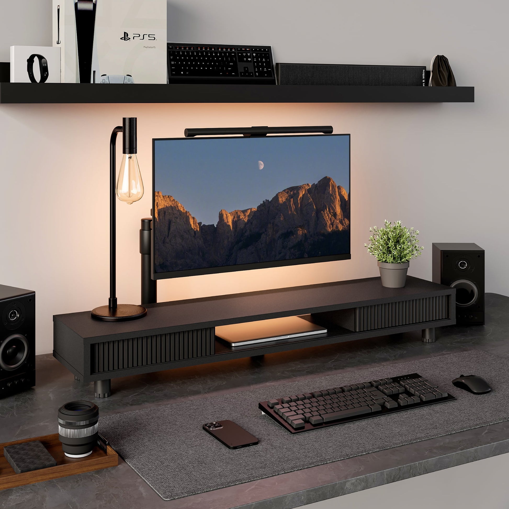 Fenge - Dual Monitor Stand, 42.5Inch Long Monitor Stands Riser for 2 Monitors - Serious Techies