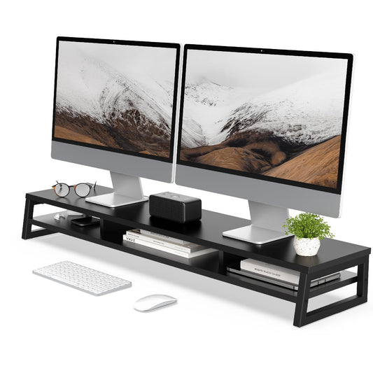 Fenge - Dual Monitor Stand Riser for Desk, 42.5In Large Monitor Stands for 2 Monitors - Serious Techies