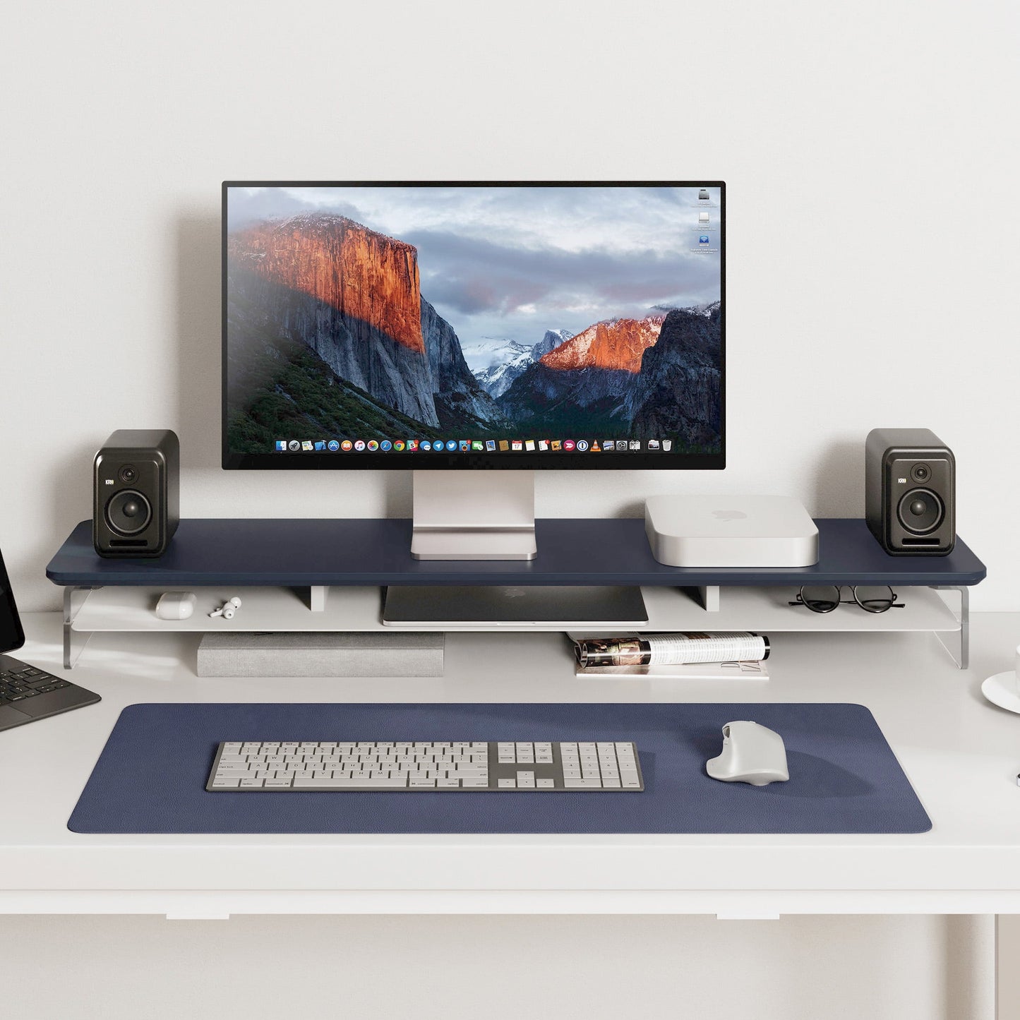 Fenge - Acrylic Monitor Stand Riser, 42.5 Inch Monitor Stands Shelf with 12 Color LED Light - Serious Techies