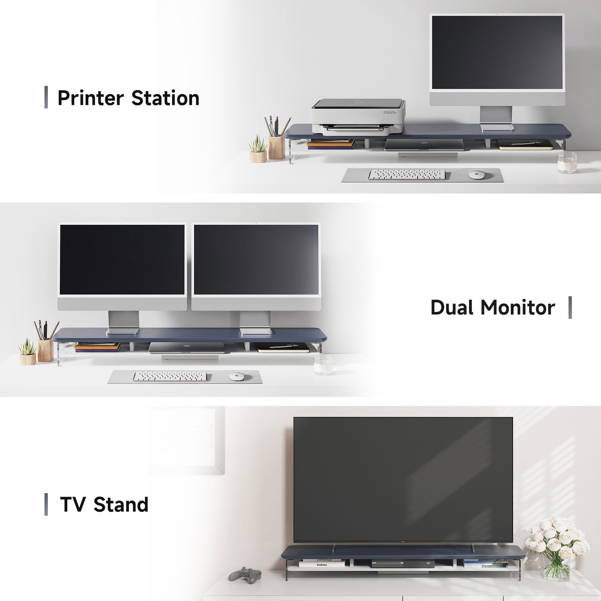 Fenge - Acrylic Monitor Stand Riser, 42.5 Inch Monitor Stands Shelf with 12 Color LED Light - Serious Techies