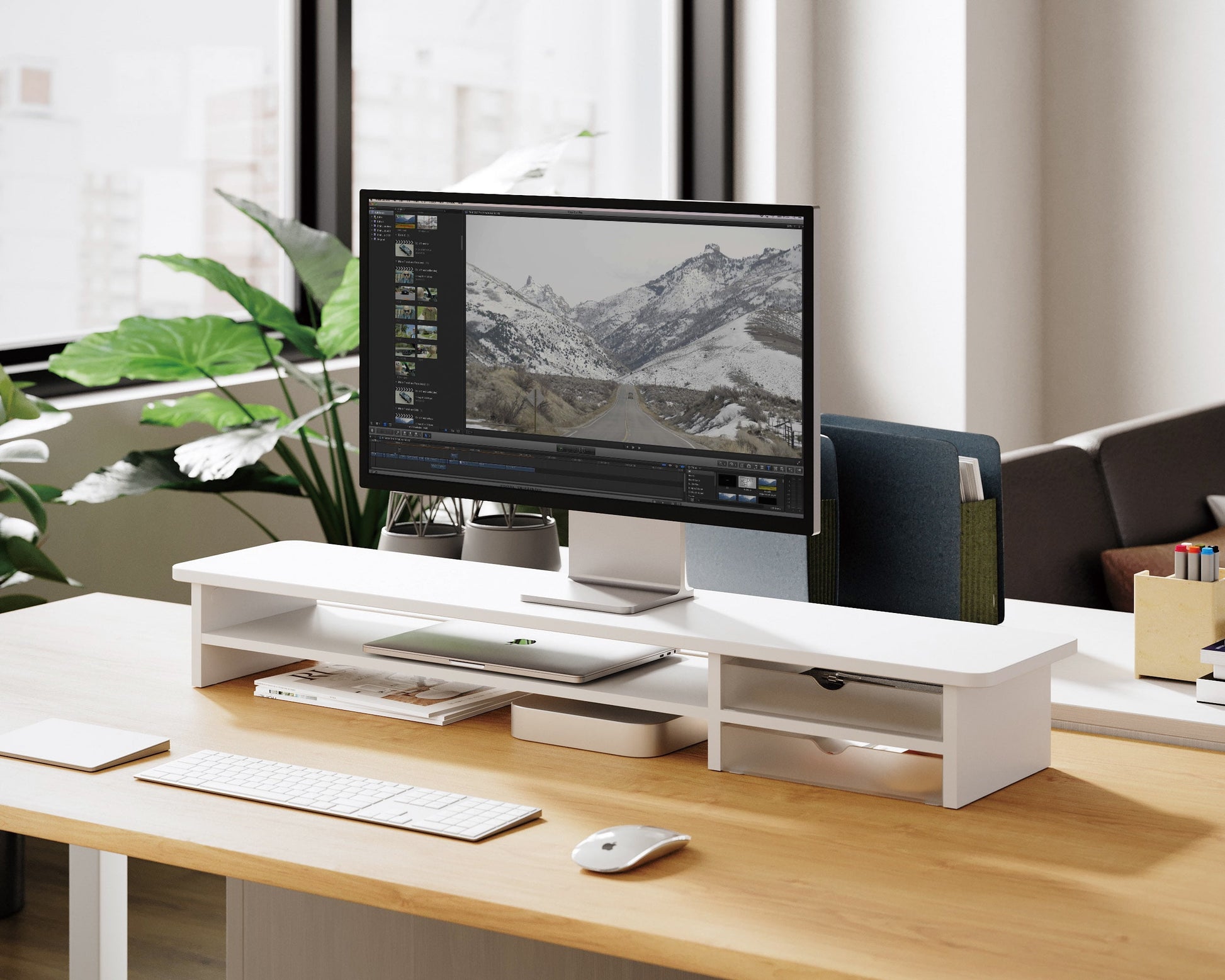 Fenge - Dual Monitor Stand, 42.5Inch Monitor Riser with Acrylic Drawer - Serious Techies