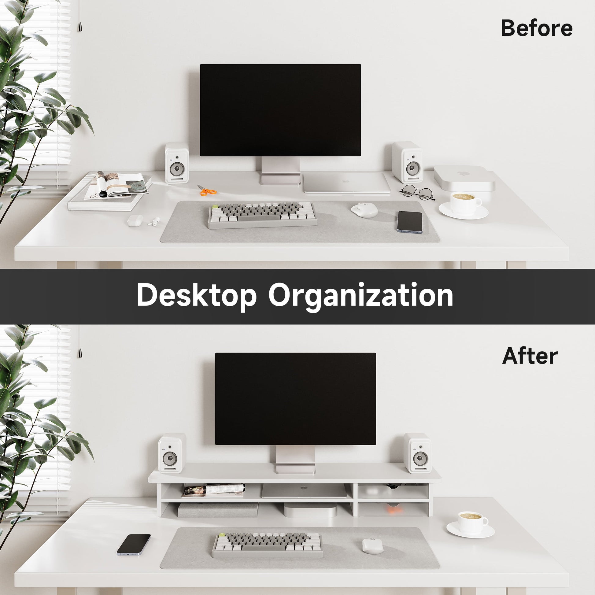 Fenge - Dual Monitor Stand, 42.5Inch Monitor Riser with Acrylic Drawer - Serious Techies