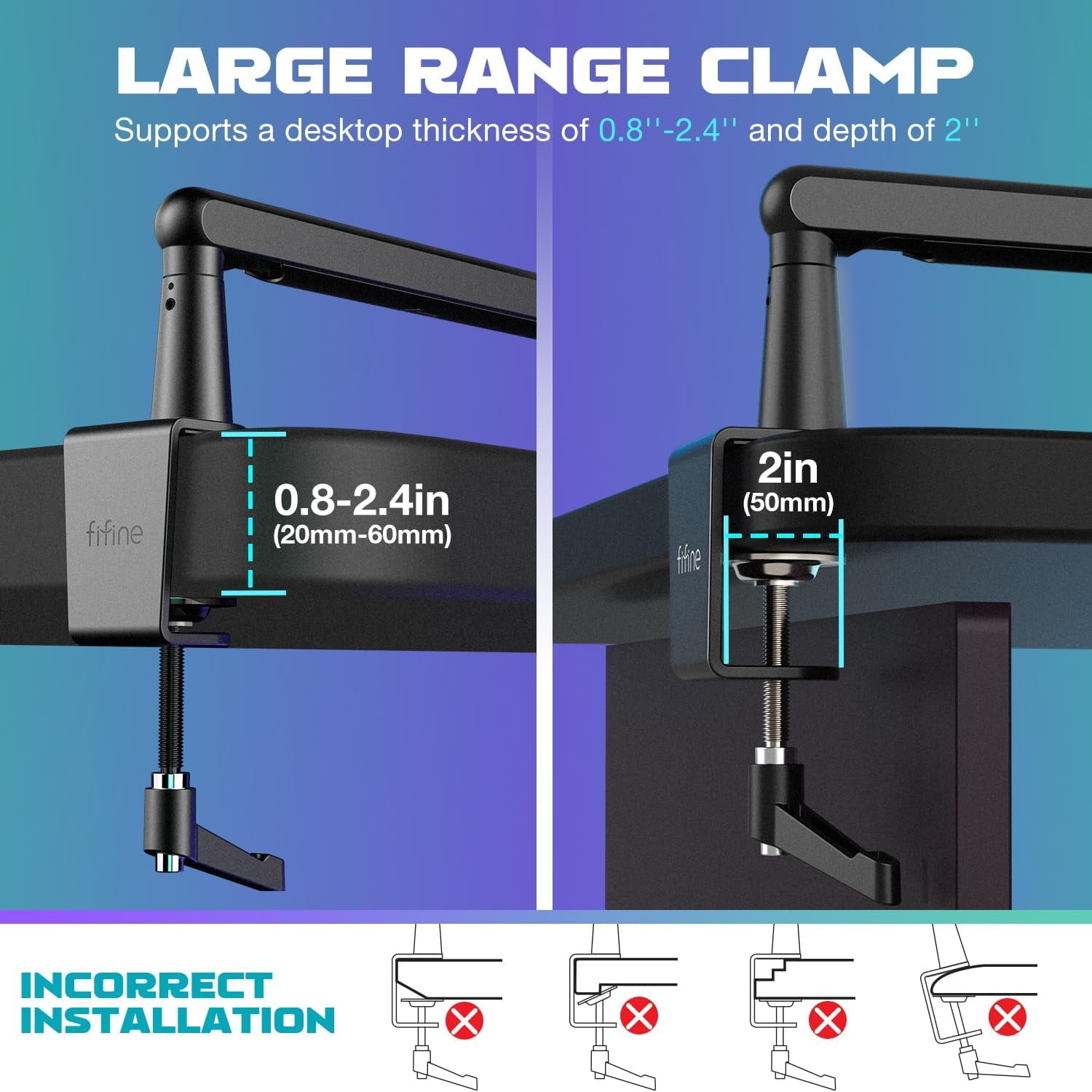 FIFINE - BM88 Low Profile Microphone Boom Arm Stand, Heavy Duty Desk Mic Arm, 29In Adjustable Length with Cable Management, Mount & Adapter for Podcast, Streaming, Gaming - Serious Techies