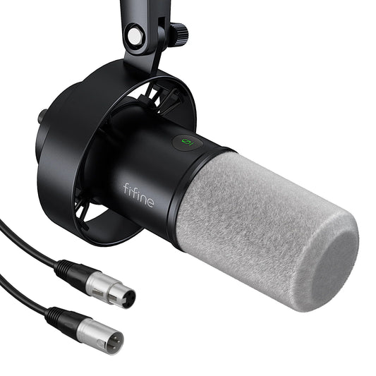 FIFINE - K688 USB XLR Studio Microphone for PC Computer Recording, Podcast Dynamic Microphone for Live Streaming with Headphone Jack, Mute, Gain Control - Serious Techies