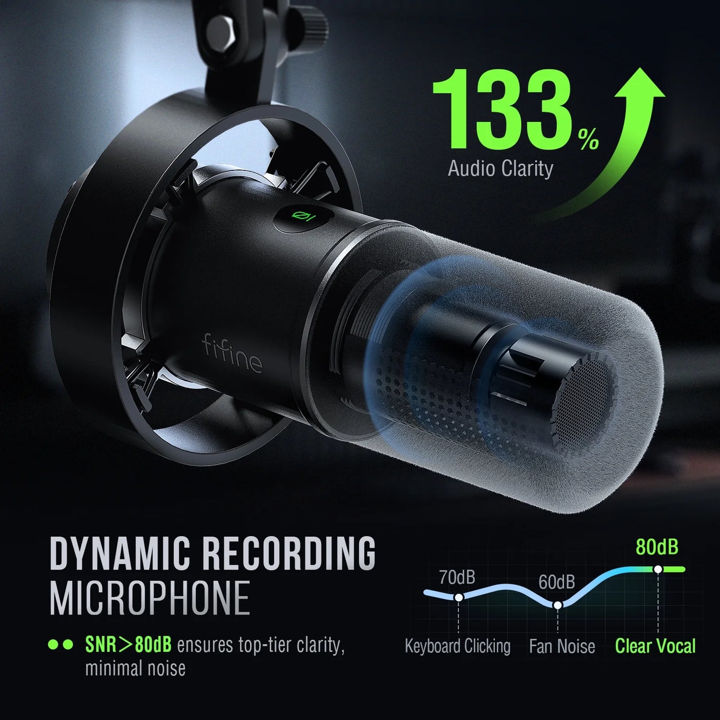 FIFINE - K688 USB XLR Studio Microphone for PC Computer Recording, Podcast Dynamic Microphone for Live Streaming with Headphone Jack, Mute, Gain Control - Serious Techies