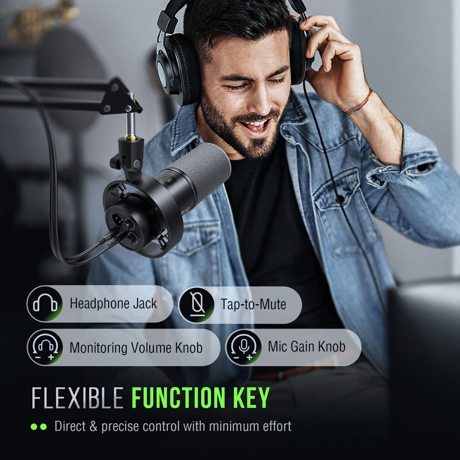 FIFINE - K688 USB XLR Studio Microphone for PC Computer Recording, Podcast Dynamic Microphone for Live Streaming with Headphone Jack, Mute, Gain Control - Serious Techies