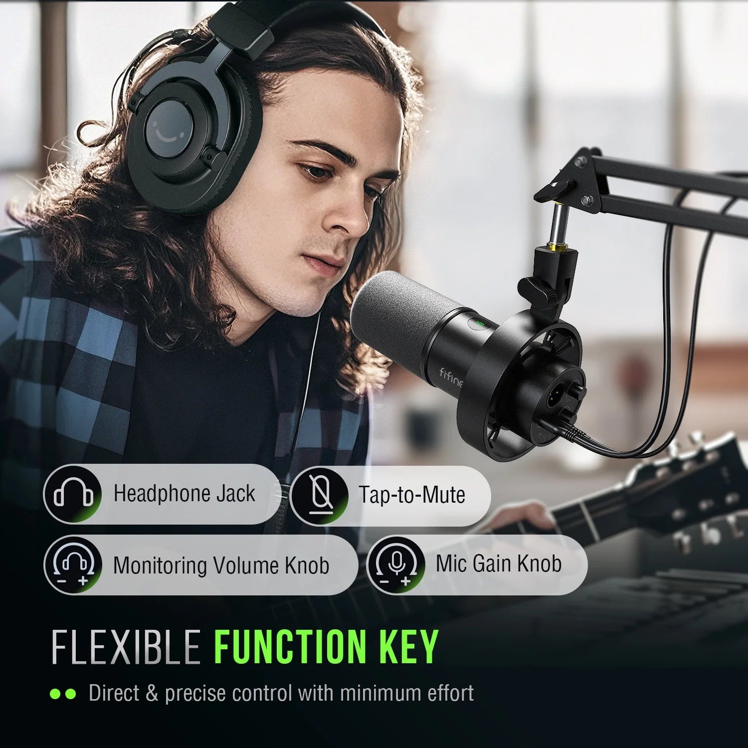 FIFINE - K688 USB XLR Studio Microphone for PC Computer Recording, Podcast Dynamic Microphone for Live Streaming with Headphone Jack, Mute, Gain Control - Serious Techies