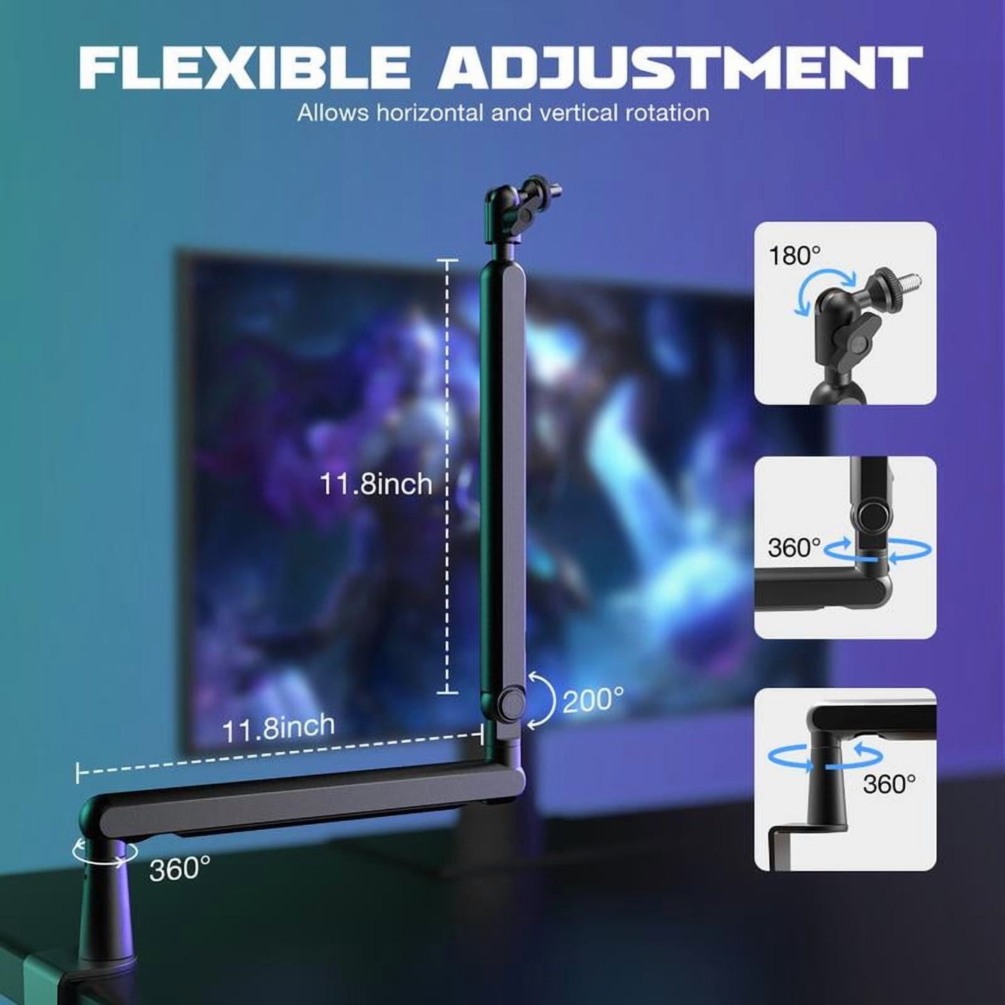 FIFINE - BM88 Low Profile Microphone Boom Arm, Adjustable Stick Microphone Arm Stand with Desk Mount Clamp, Screw Adapter, Cable Management, for Podcast Audio Streaming Gaming Studio - Serious Techies