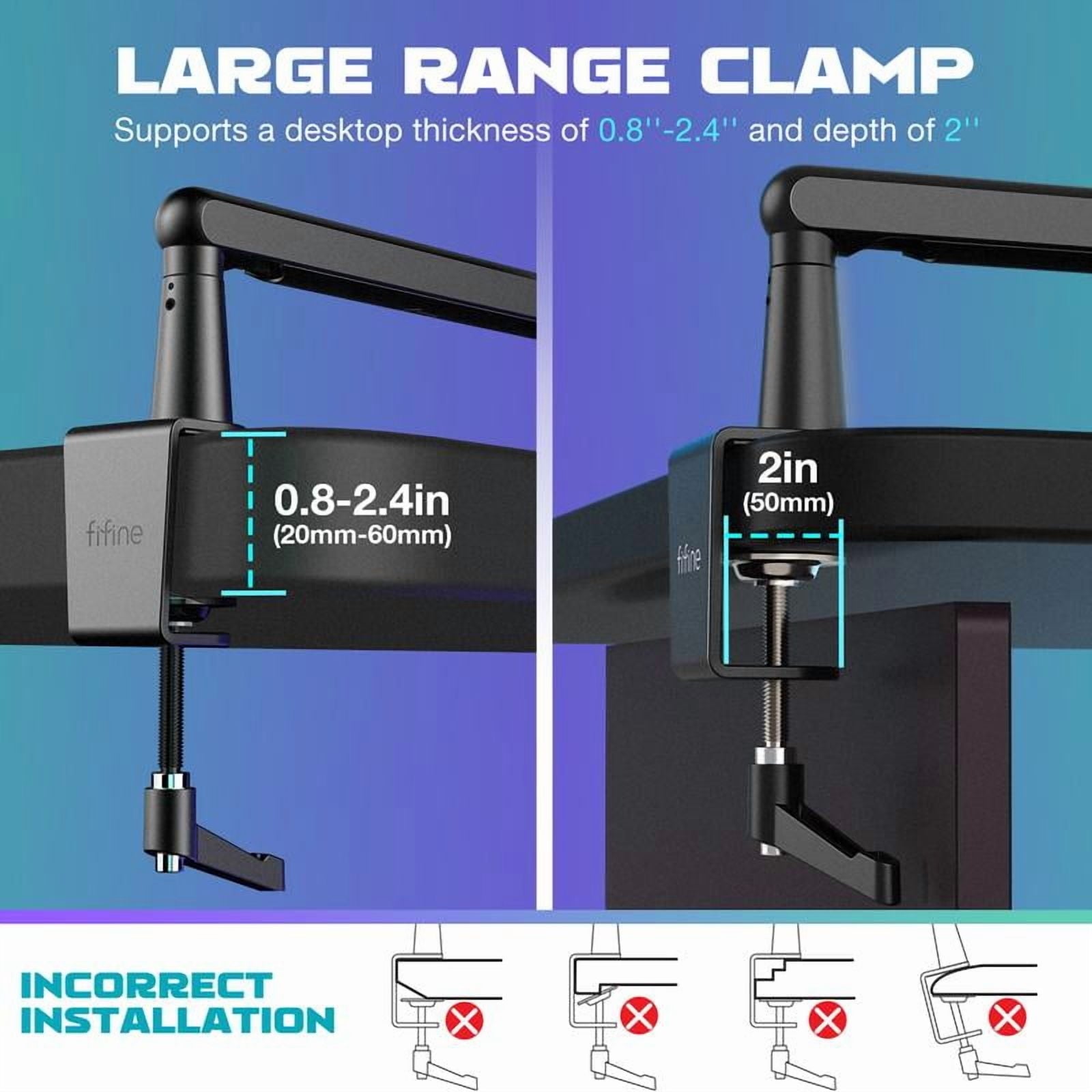 FIFINE - BM88 Low Profile Microphone Boom Arm, Adjustable Stick Microphone Arm Stand with Desk Mount Clamp, Screw Adapter, Cable Management, for Podcast Audio Streaming Gaming Studio - Serious Techies